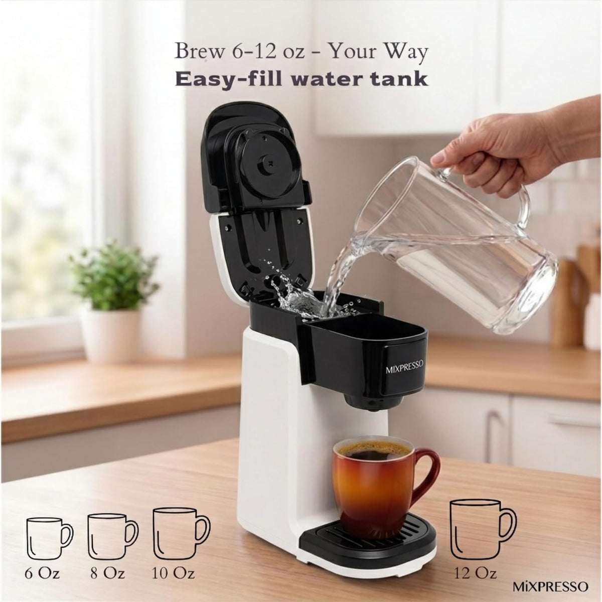 Mixpresso Single Serve Coffee Maker K Cup Coffee Maker for K Pods & Grounds