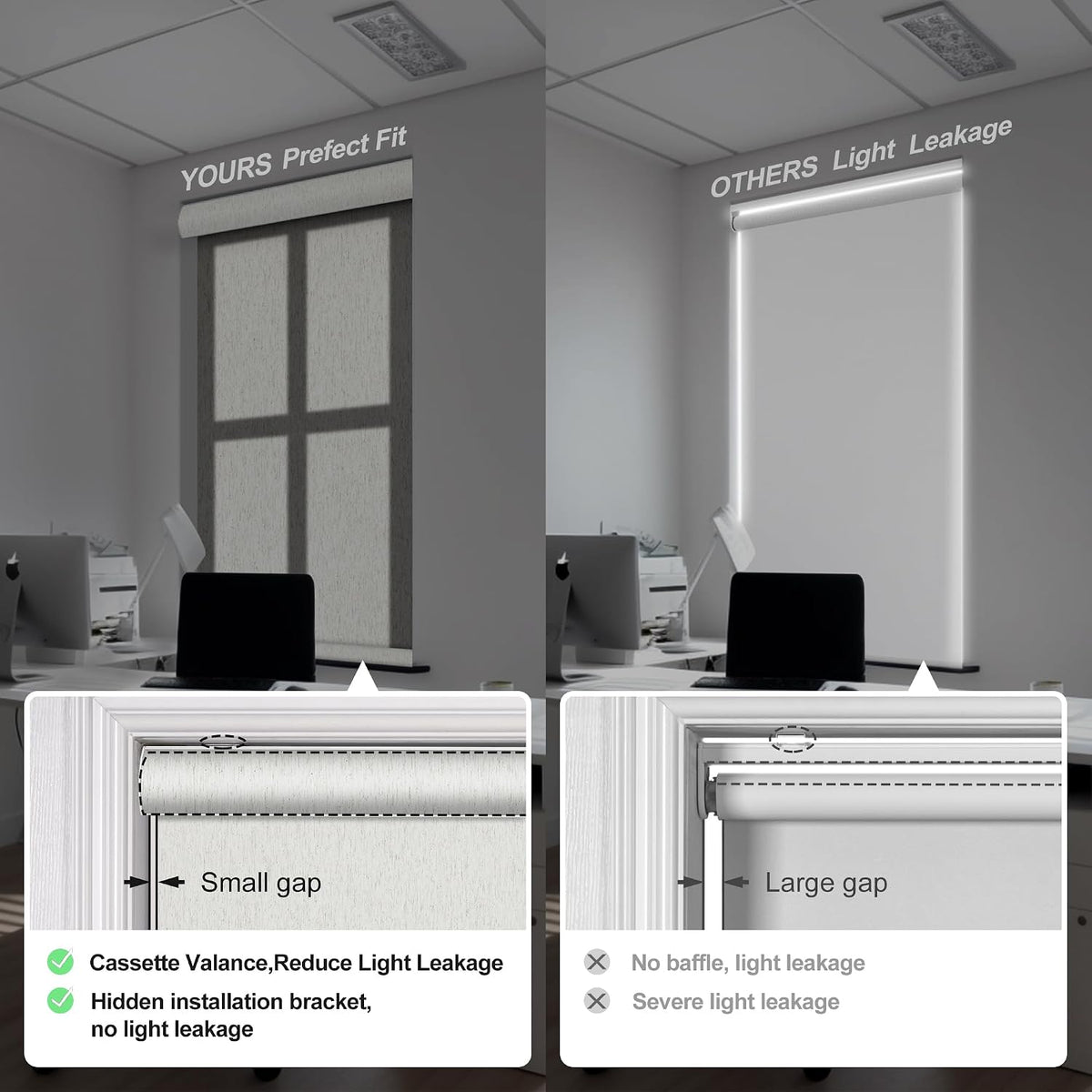 Boolegon Blackout Roller Shades for Windows, Beige, Custom Size