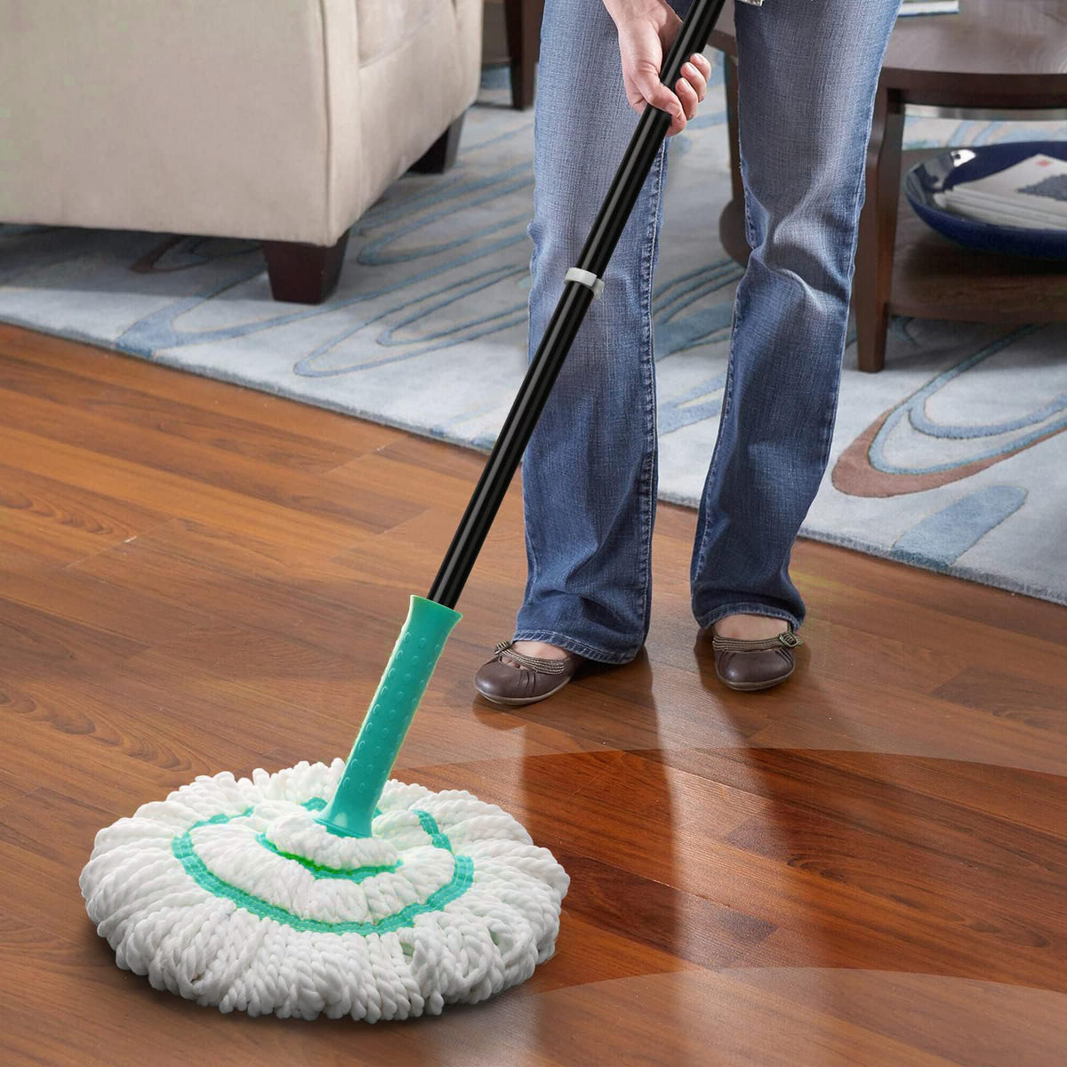 Self-Wringing Twist Mops for Floor Cleaning, Microfiber Floor mop with 57 " Long Handle, Easy Wringing Mop for Hardwood Commercial Household Clean