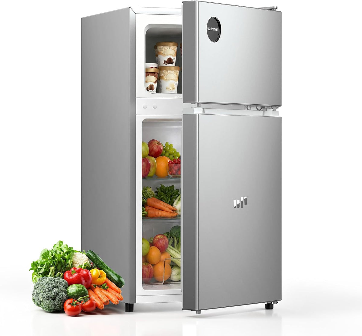 Upstreman Mini Fridge with Freezer, 3.0 Cu.Ft Refrigerator with 2 Doors
