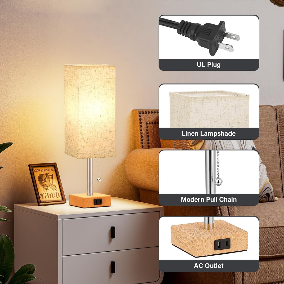 Fenmzee Bedside Lamp for Bedroom Set of 2 - Small Table Lamp for Nightstand