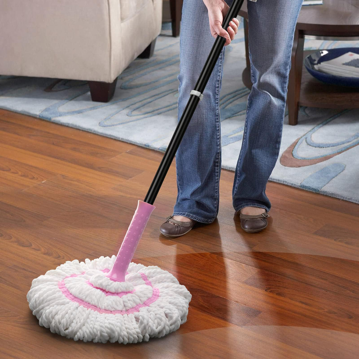 Self-Wringing Twist Mops for Floor Cleaning, Microfiber Floor mop with 57 " Long Handle, Easy Wringing Mop for Hardwood Commercial Household Clean