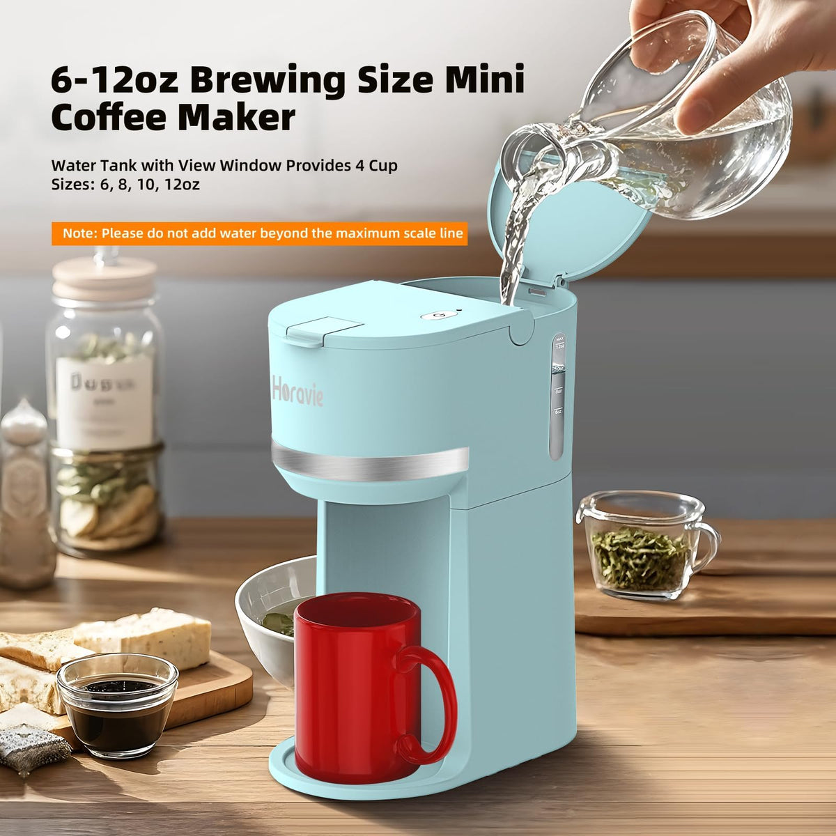 Small Single Serve Coffee Maker for K Cup and Grounds with One Button