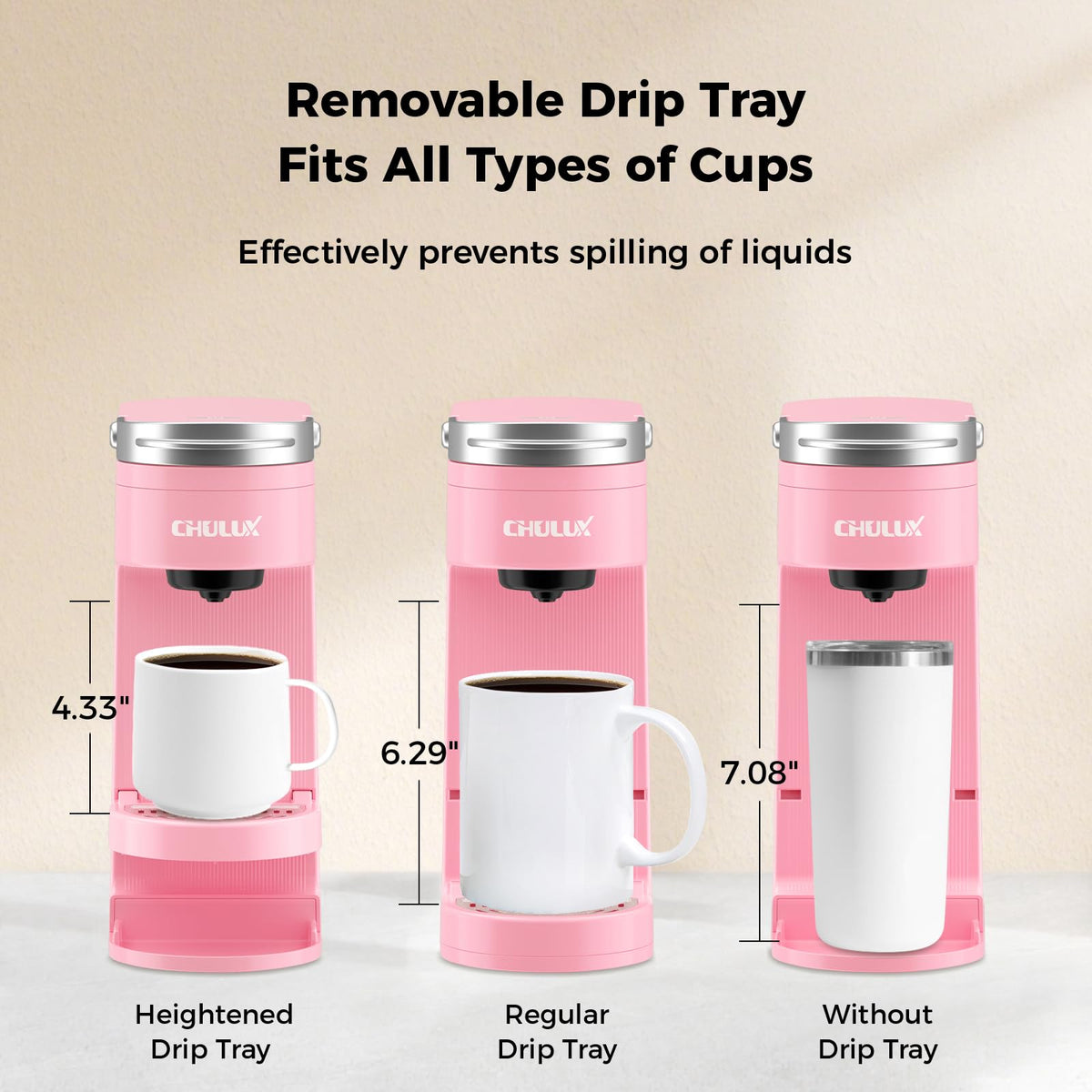 CHULUX Slim Single Serve Coffee Maker for K Cup, One Cup Design, Matte Navy
