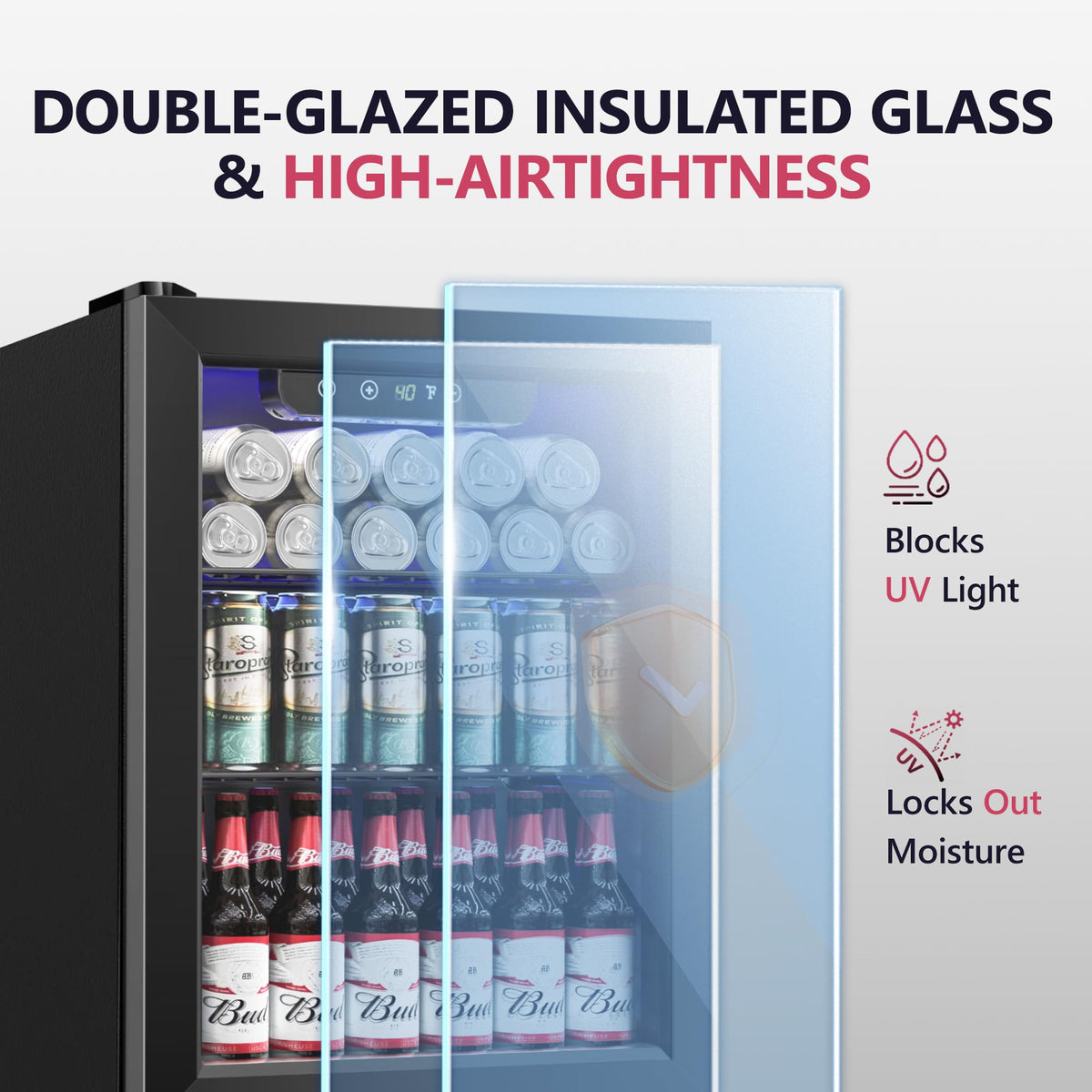 126 Can Mini Fridge, 3.2 Cu.Ft Beverage Refrigerator, Drink Cooler