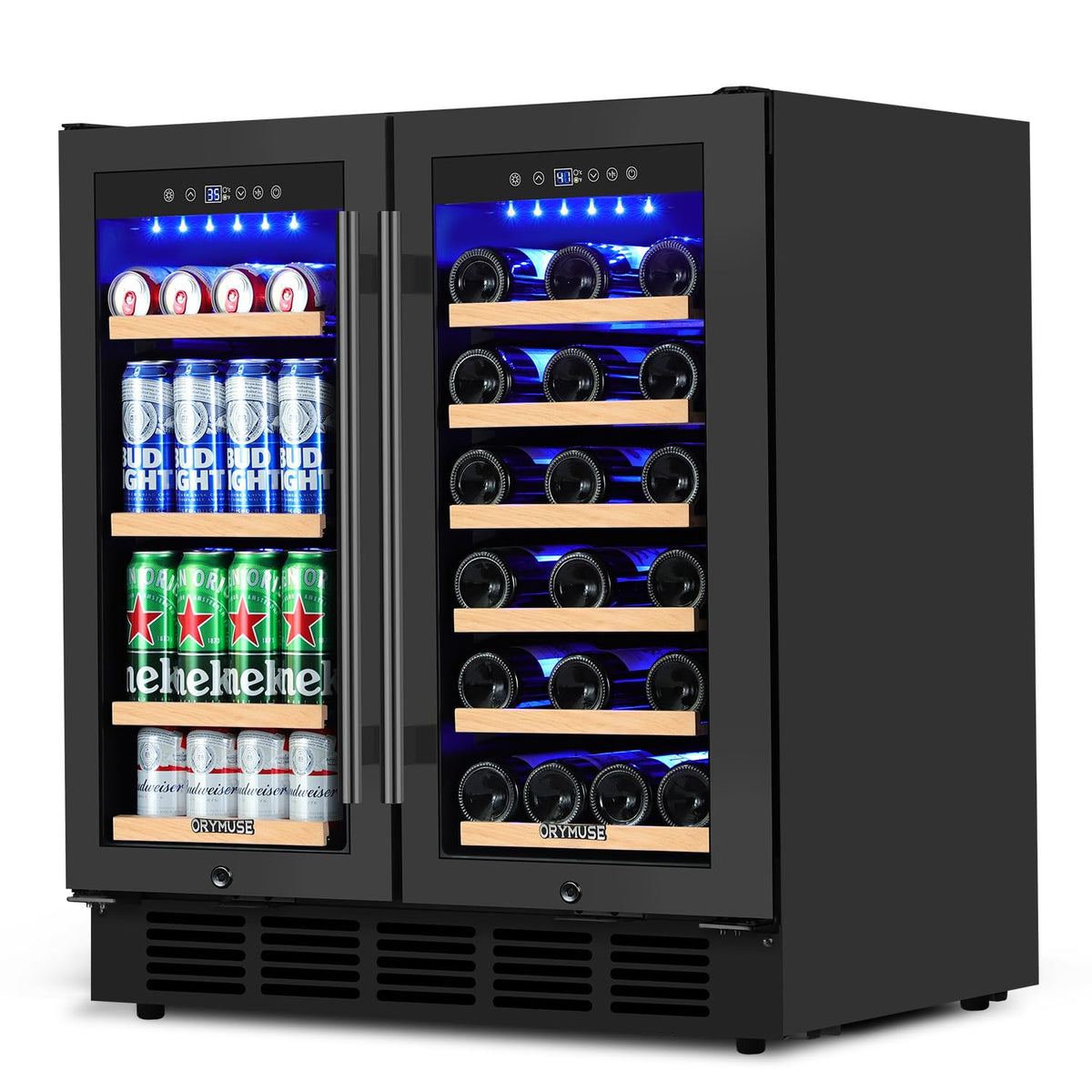 200 Bottle Upgrade Wine Cooler Refrigerator - 24 Inch Large Capacity Wine Fridge Built-In Freestanding, with Quiet Compressor, Professional Temperature Control & Wine Cellar - Black