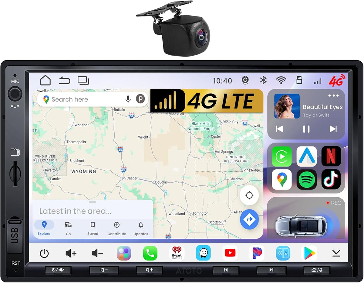 ATOTO S8L 7" Double Din Car Stereo, 4G LTE, Wireless CarPlay & Android Auto