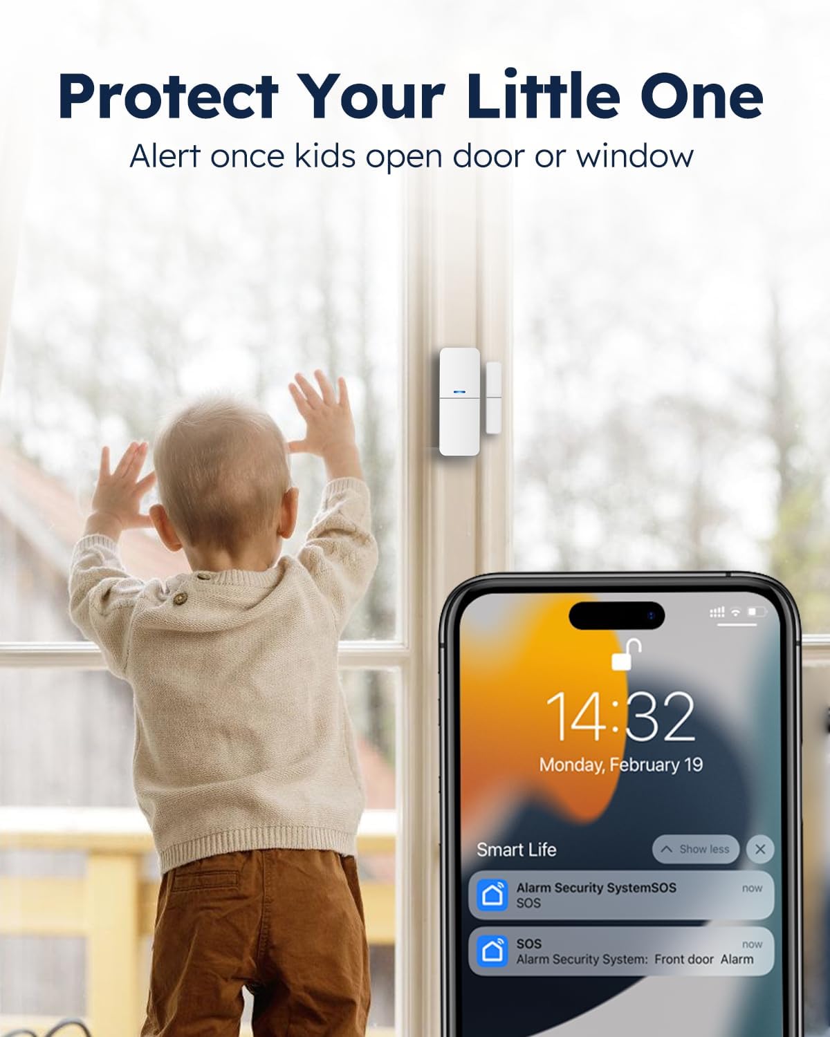WiFi Door Alarm System, 8-Piece DIY Wireless Alarm Kit with Door Sensors