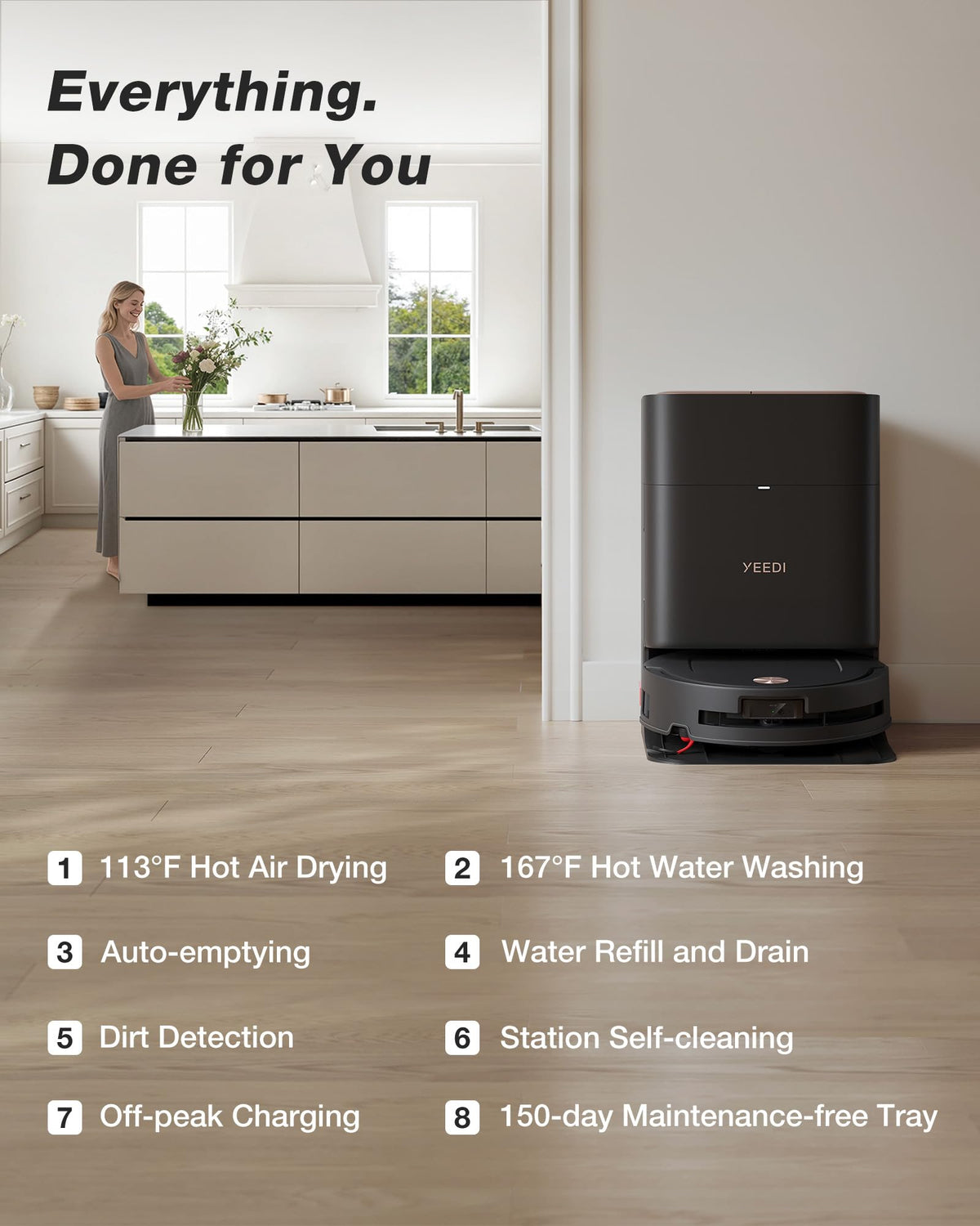 Yeedi by ECOVACS M14 Plus Robot Vacuum and Mop, OZMO Roller Mopping, White