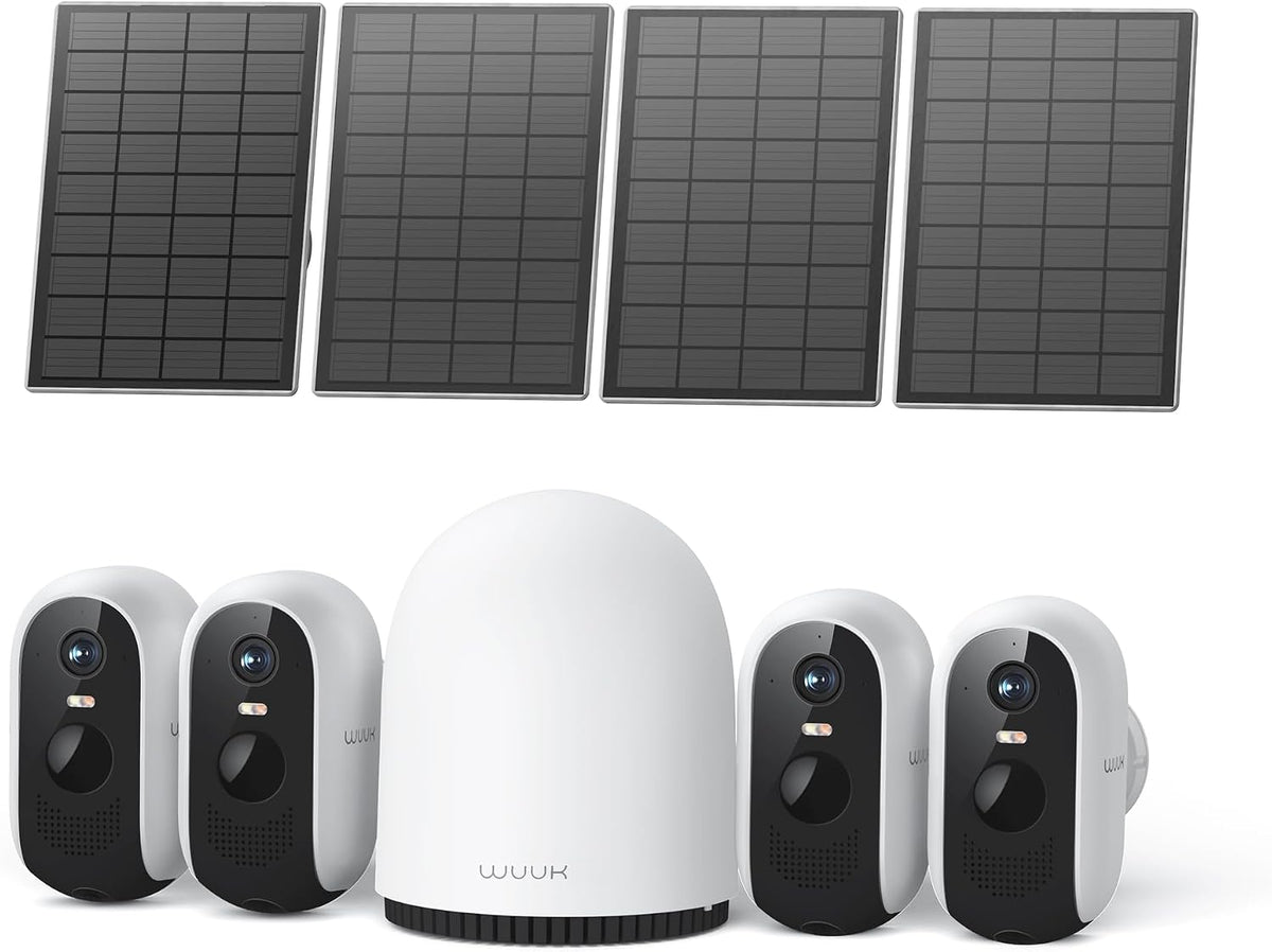 WUUK Solar Security Cameras Wireless Outdoor 2K, Home Surveillance System