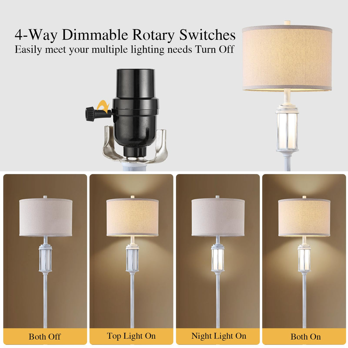 AIEAMPDO 65'' Farmhouse Floor Lamp for Living Room with 2 Light Sources