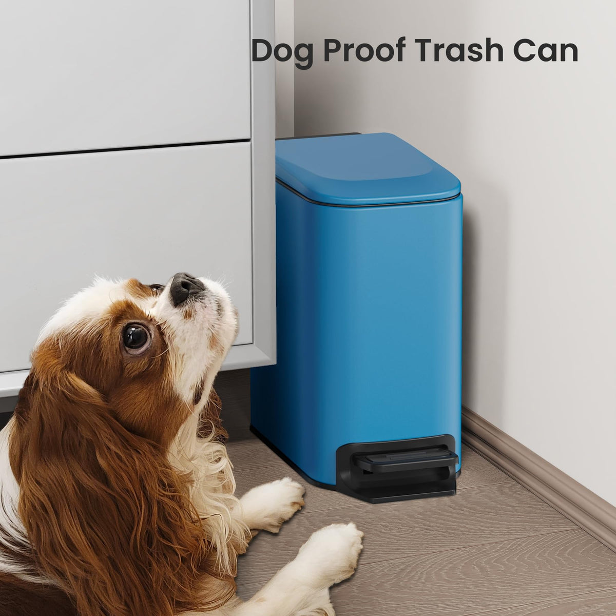 Cesun Small Bathroom Trash Can with Lid, 1.6 Gal, Soft Close, Matte Black