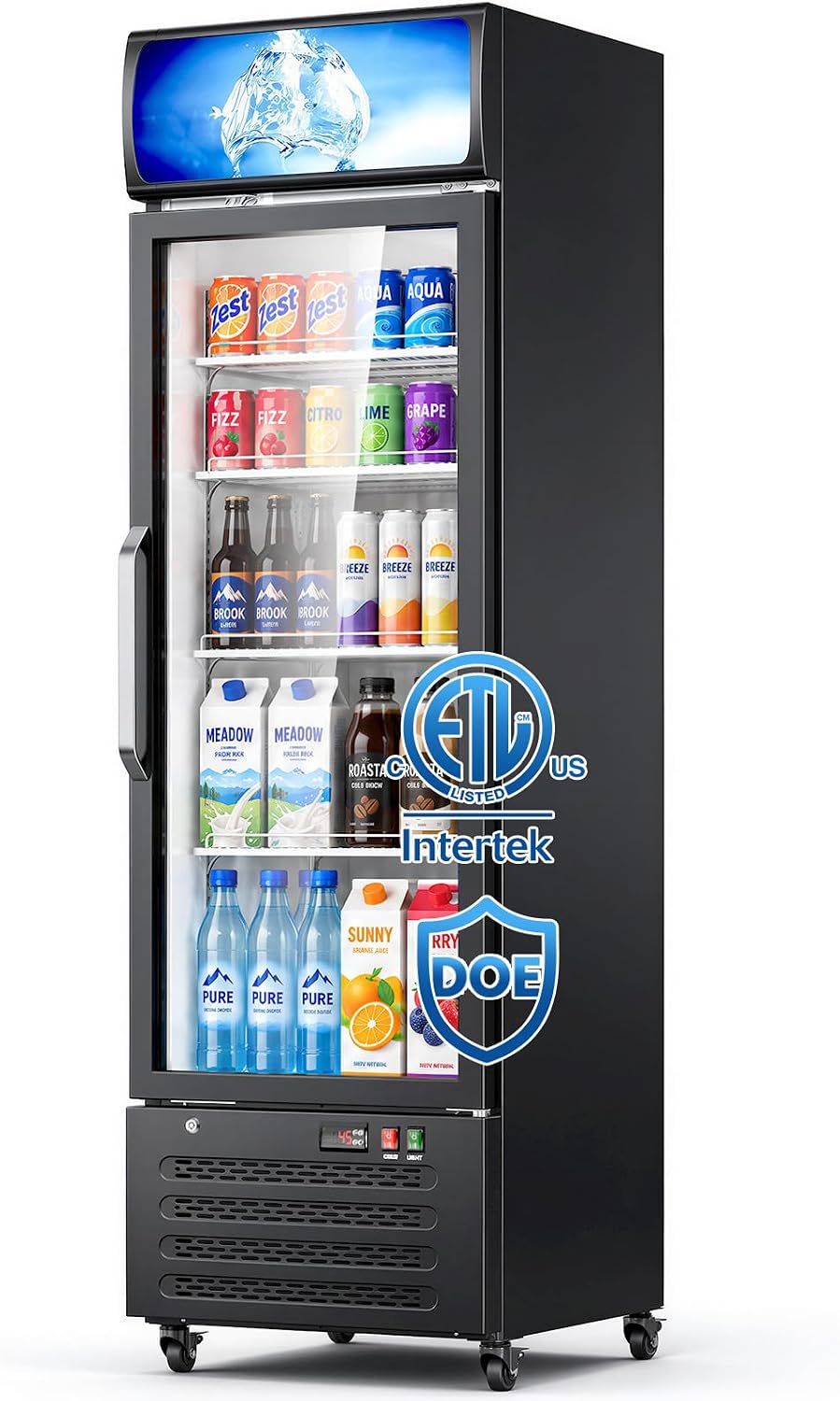 Commercial Refrigerators, 14.8 Cu.Ft Beverage Fridge with Glass Door