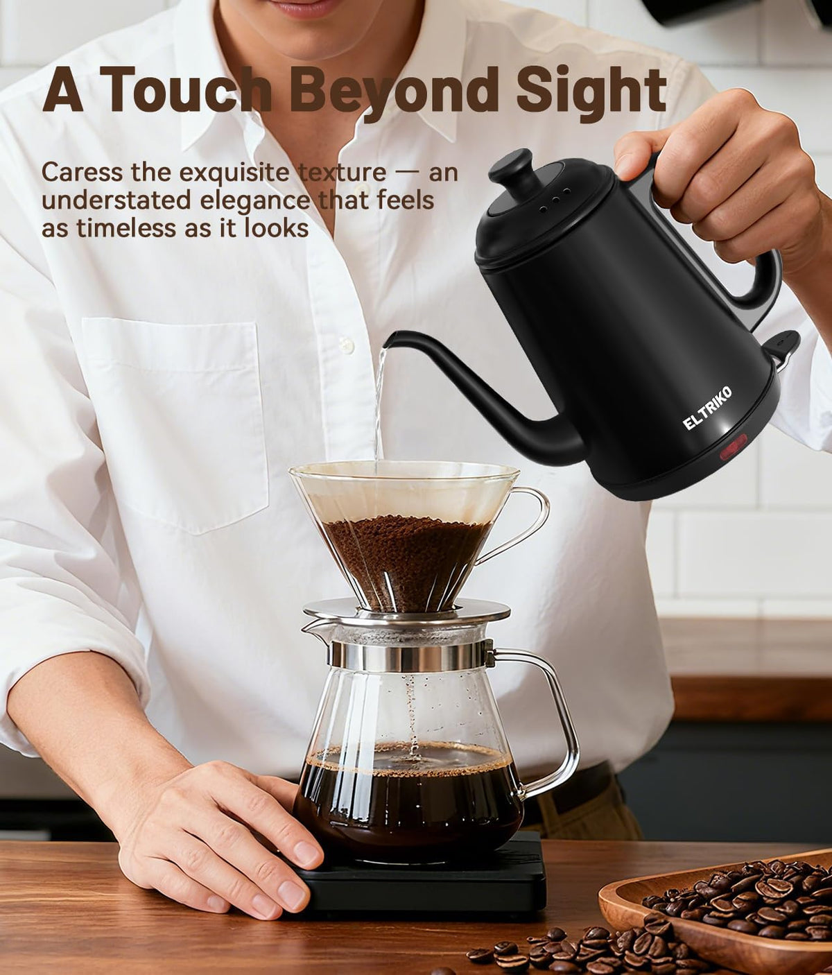 1L Gooseneck Electric Kettle for Pour Over Coffee & Tea