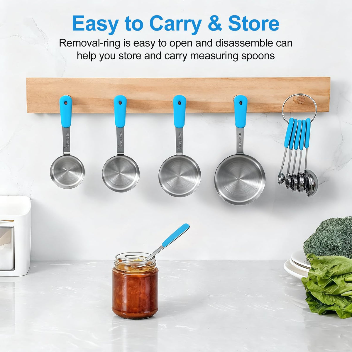 10-Pcs Stainless Steel Measuring Cups & Spoons Set, Colorful Handles