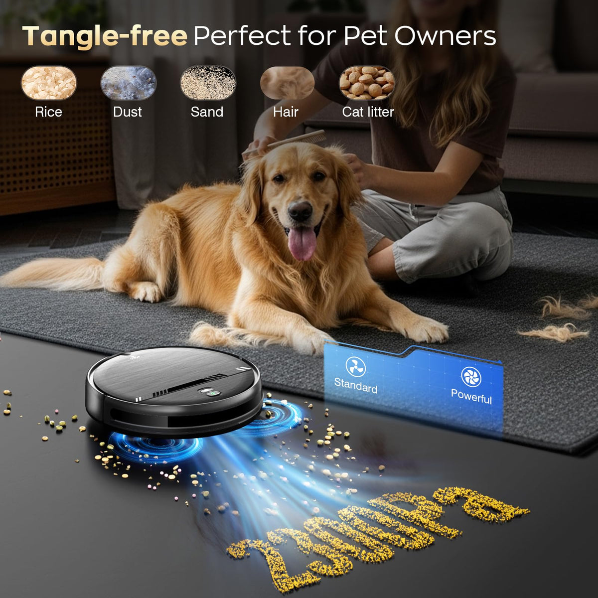 Robot Vacuum and Mop, Strong Suction, App Control, Pet Hair, Self-Charging