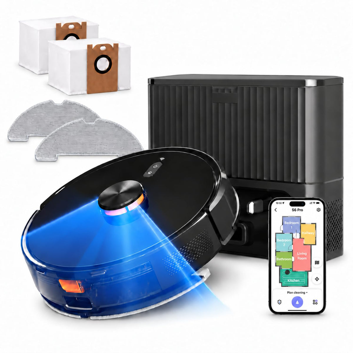 Robot Vacuum and Mop Combo, 8000Pa, Self-Emptying