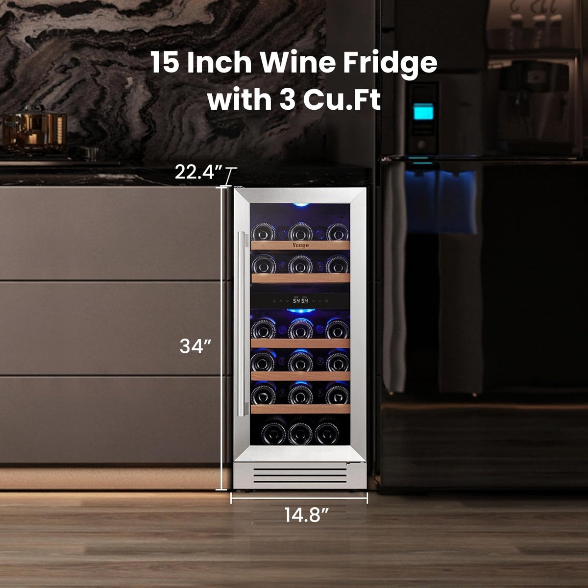 Yeego 24 Inch Dual Zone Wine Fridge with 52 Bottle