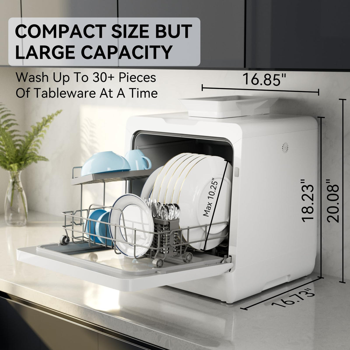 Hermitlux Countertop Dishwasher, 5 Place Settings Portable Dishwashers Mini