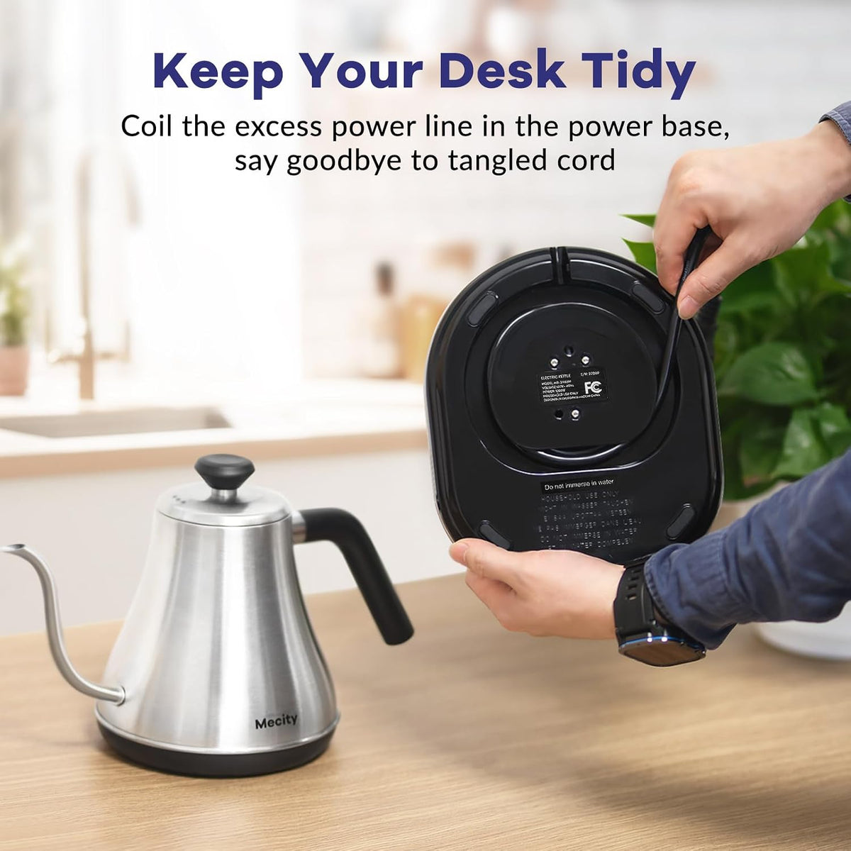 Mecity Electric Gooseneck Kettle With LCD Display Automatic Shut Off Retro Coffee Kettle Temperature Control Hot Water Boiler to Pour Over Tea, 1200 Watt Quick Heating Tea Pot, 0.8L, Stainless Steel