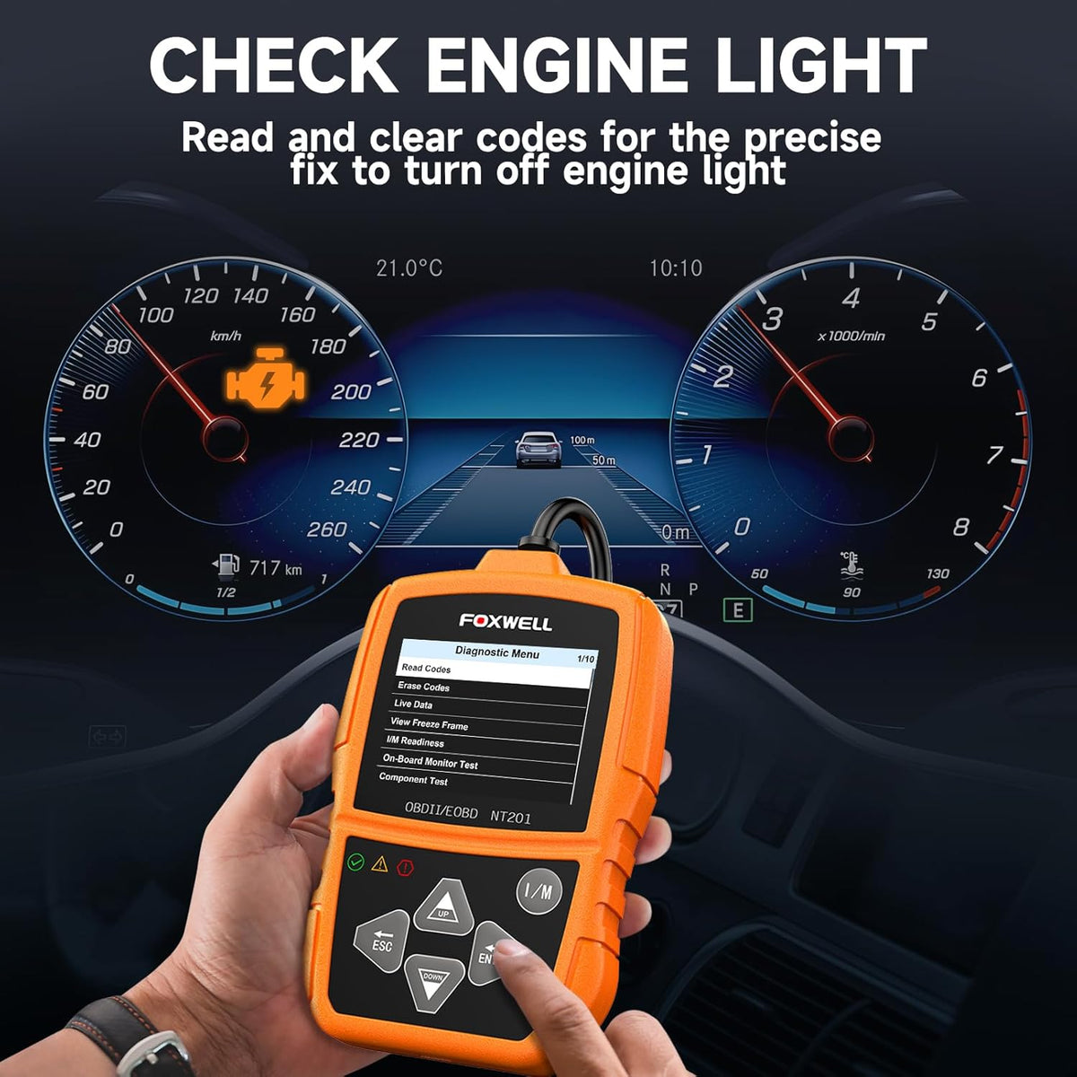 FOXWELL NT201 OBD2 Scanner Engine Code Reader for Cars and Trucks