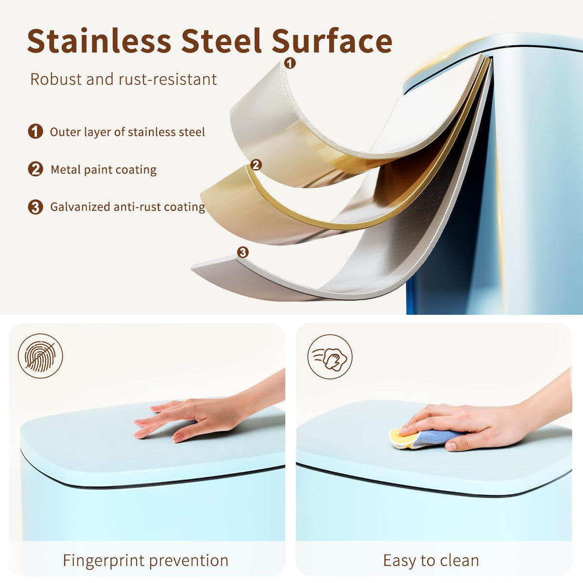 PayLessHere | 13G Trash Can with Lid | Steel | Removable Inner Bucket