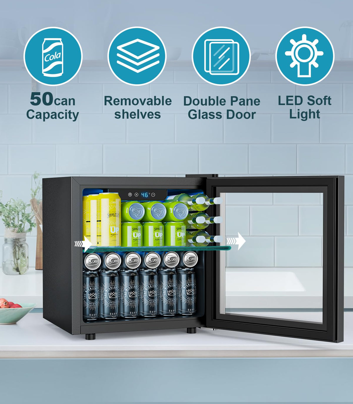 Electactic Mini Fridge 130 Can Beverage Refrigerator Cooler, 3.2 Cu.Ft Drink Fridge forSoda Wine Beer, Digital Temperature Control Cooler for Home, Dorm, Bar