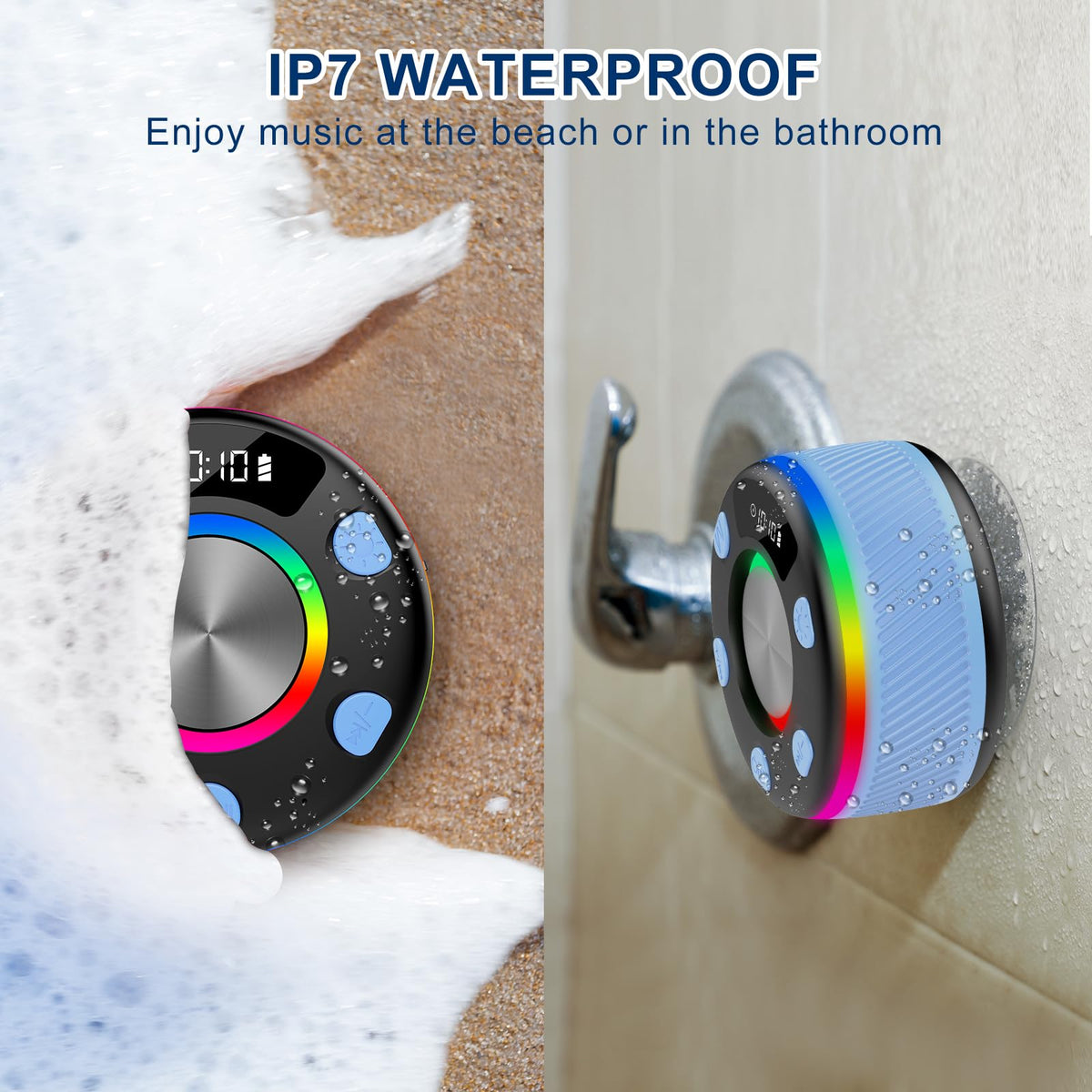 Bluetooth Shower Speaker IP7 Waterproof Portable Speakers HD Sound 24H
