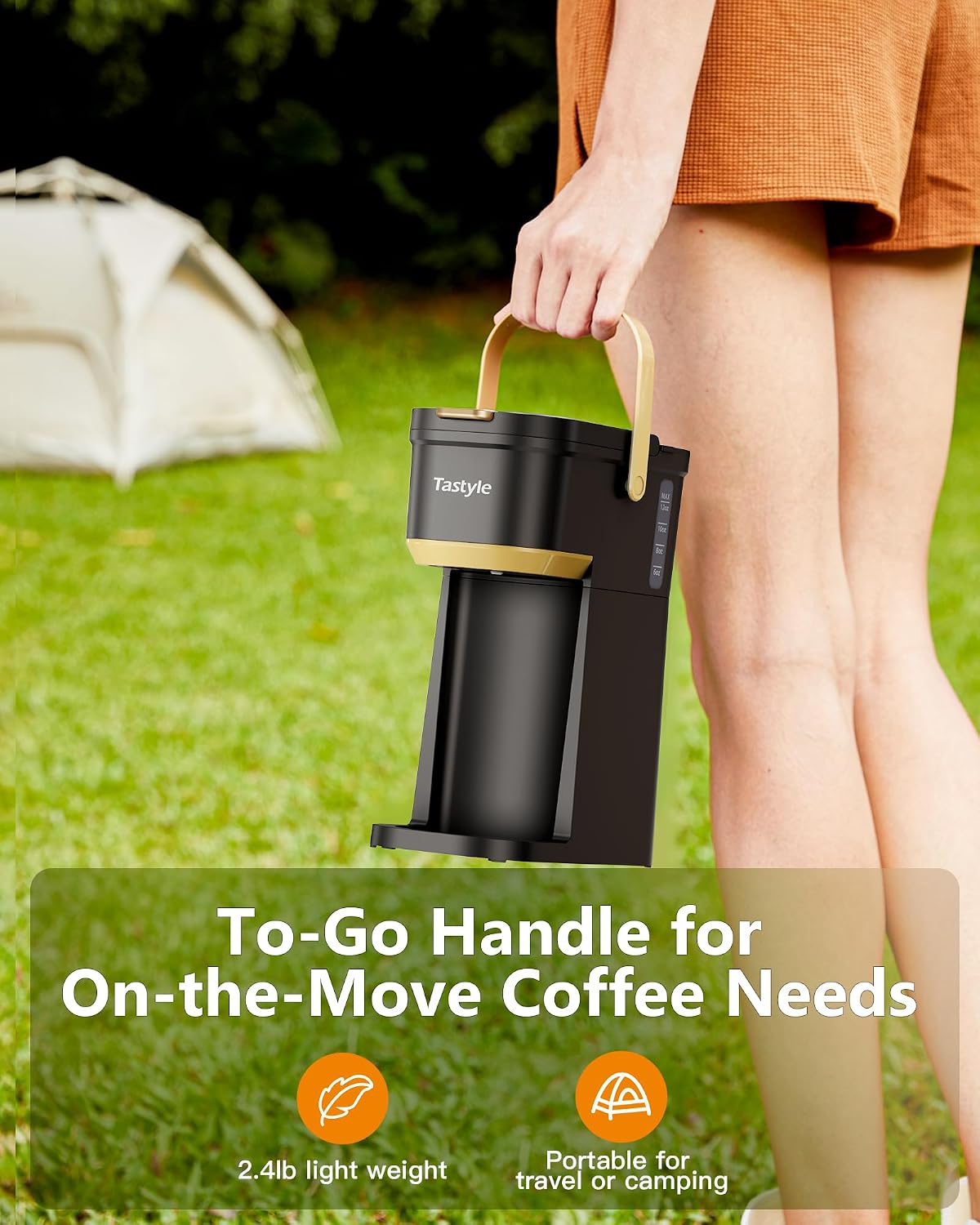Tastyle Mini Single Serve Coffee Maker for K Cups and Grounds with Handle