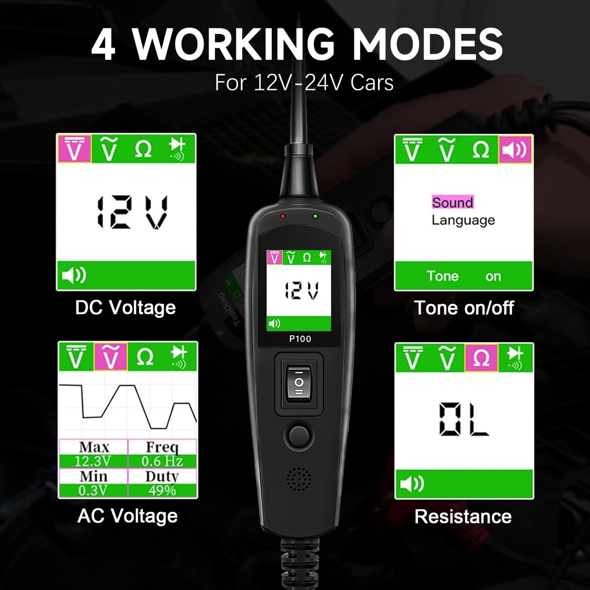 12V Test Light Automotive, Power Circuit Probe Kit, Car Fuse Tester, P60