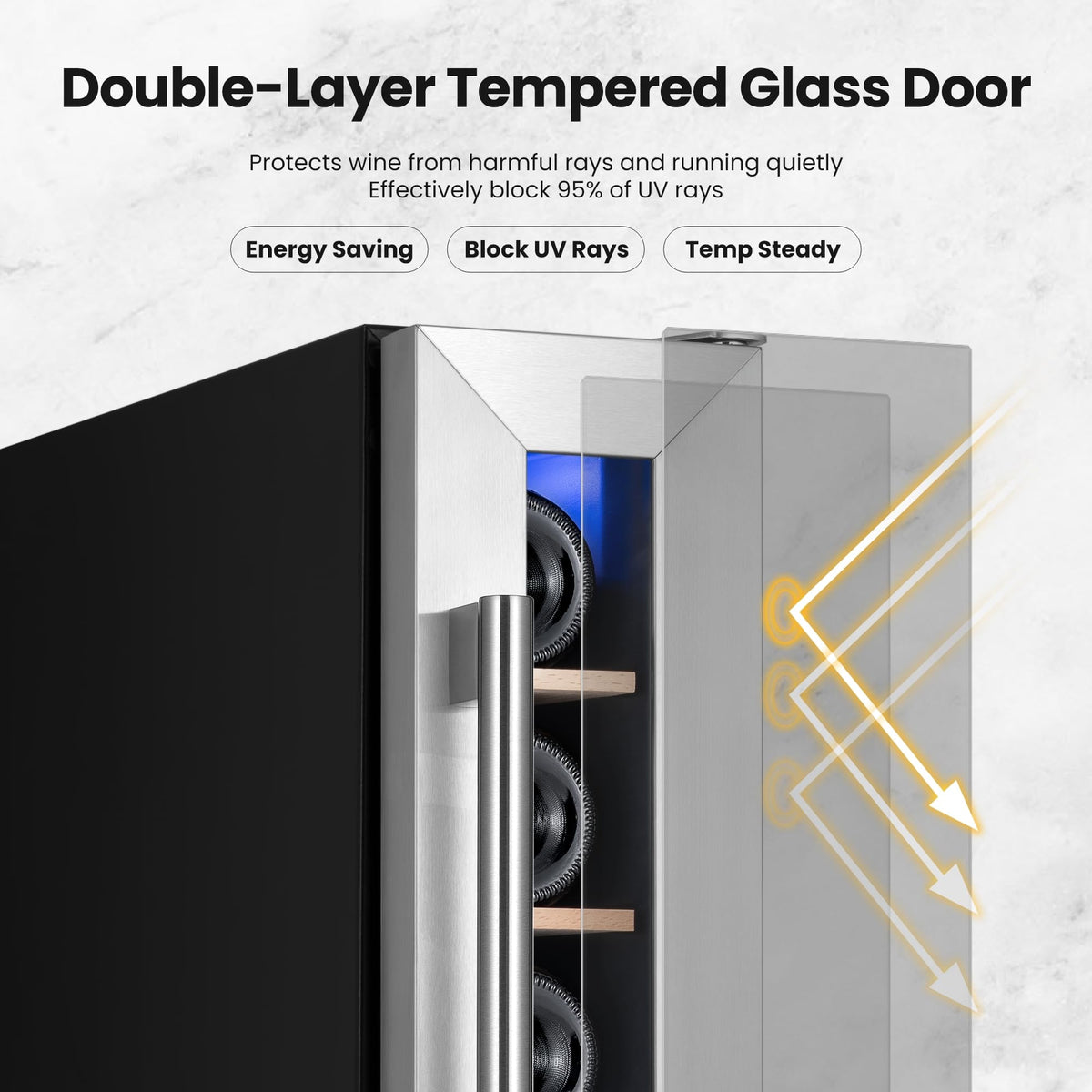 Yeego 24 Inch Dual Zone Wine Fridge with 52 Bottle