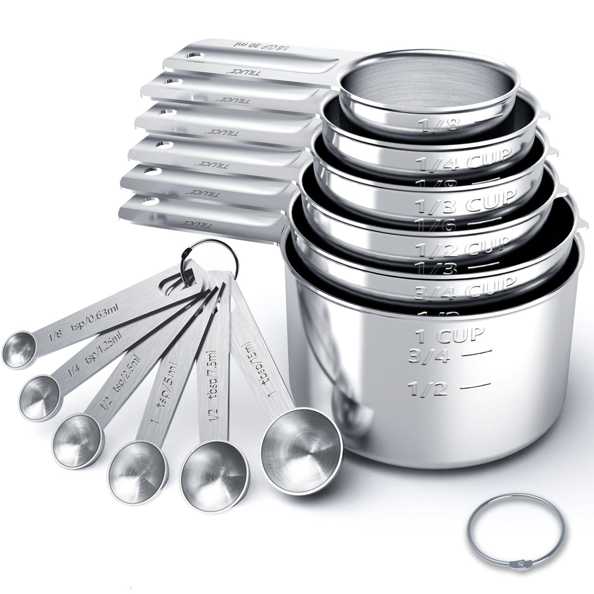 Stainless Steel Measuring Cups & Spoons Set, Cups and Spoons