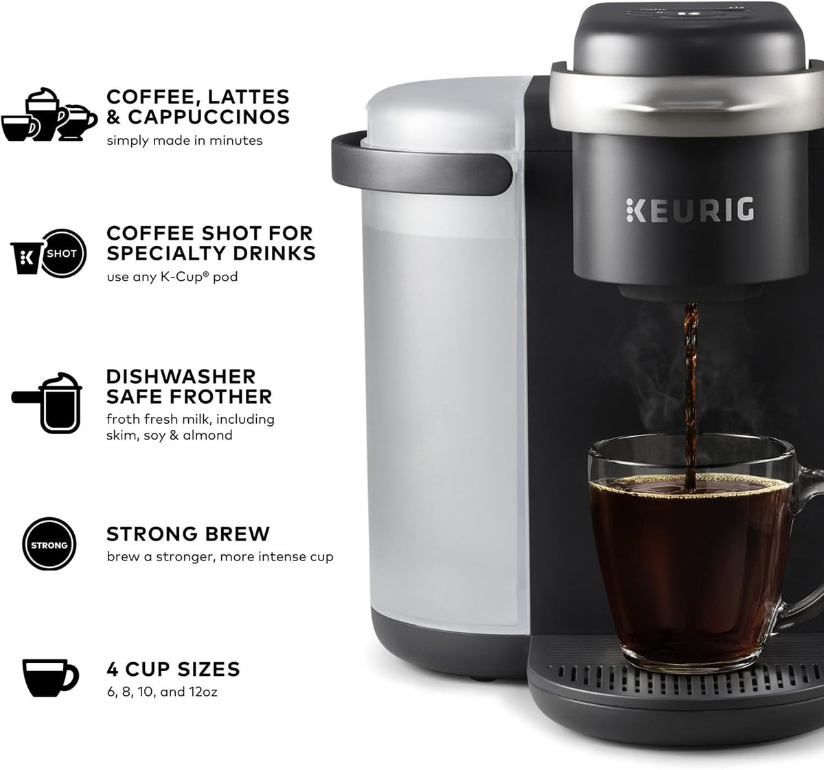 Keurig K-Cafe Single-Serve K-Cup Coffee Maker, Dark Charcoal