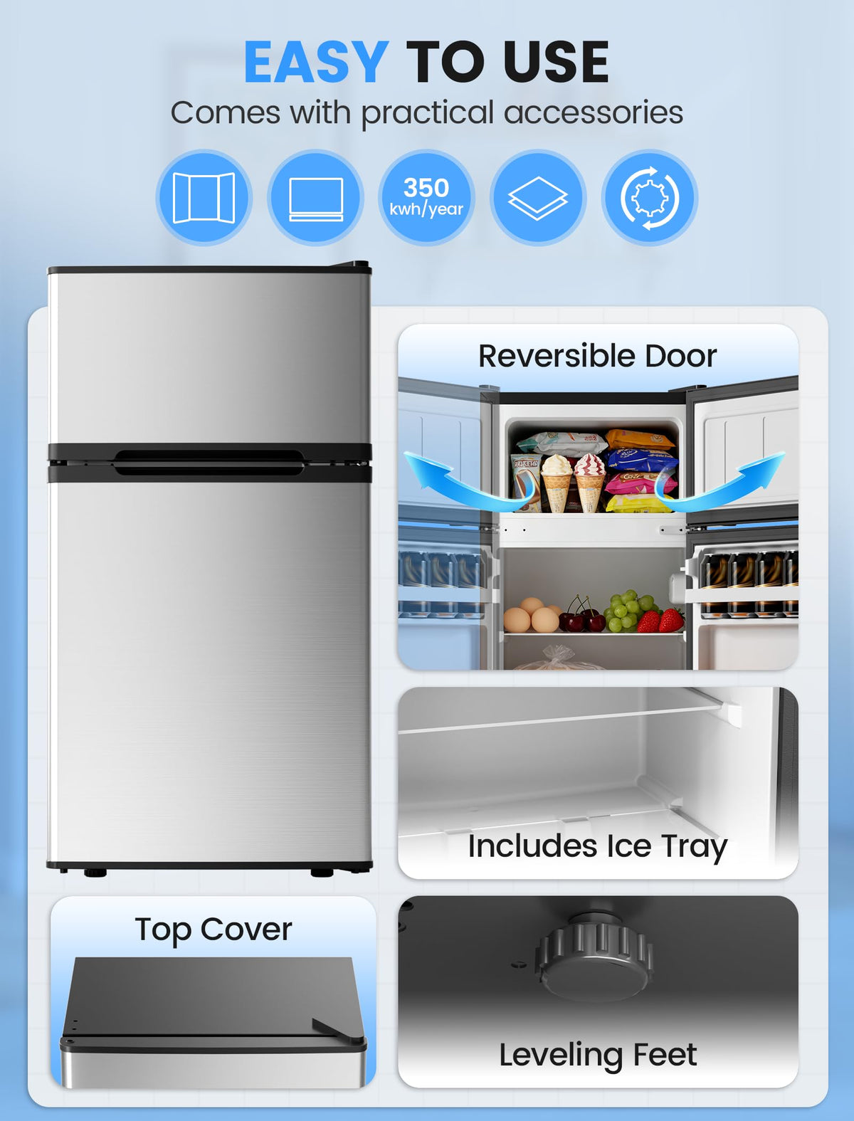 COWSAR 4.5 Cu.Ft Mini Fridge With Freezer for Bedroom Office, Black