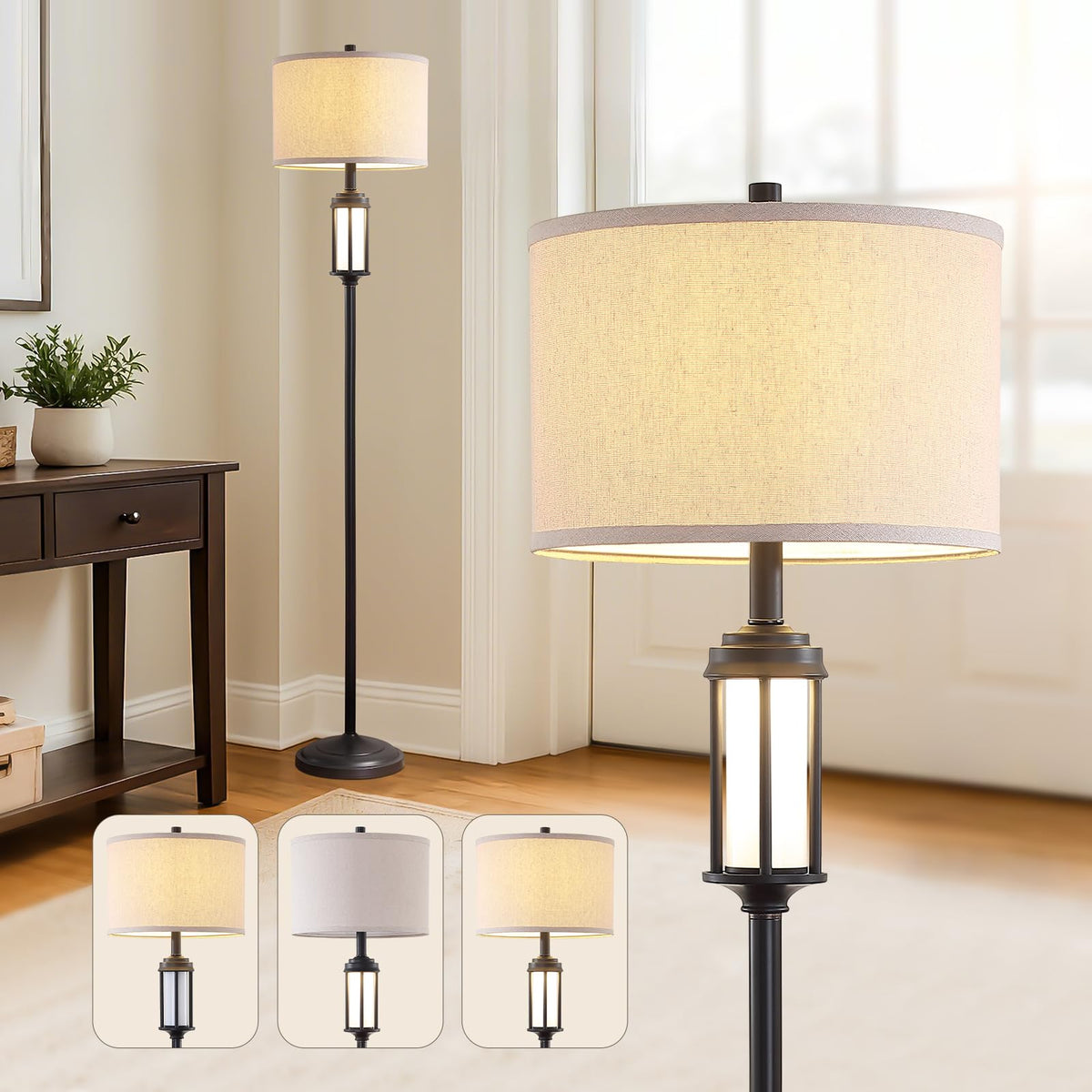 AIEAMPDO 65'' Farmhouse Floor Lamp for Living Room with 2 Light Sources