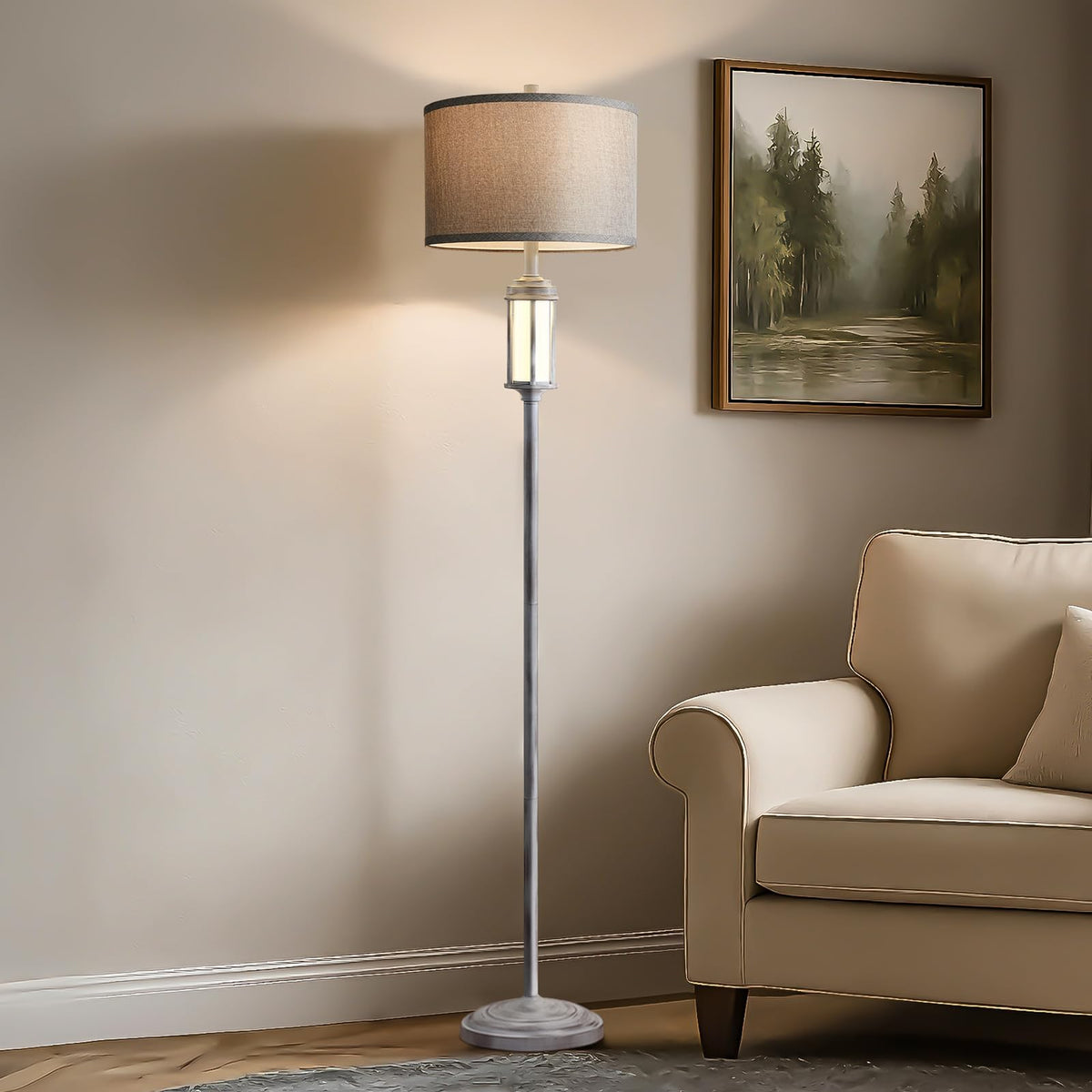 AIEAMPDO 65'' Farmhouse Floor Lamp for Living Room with 2 Light Sources