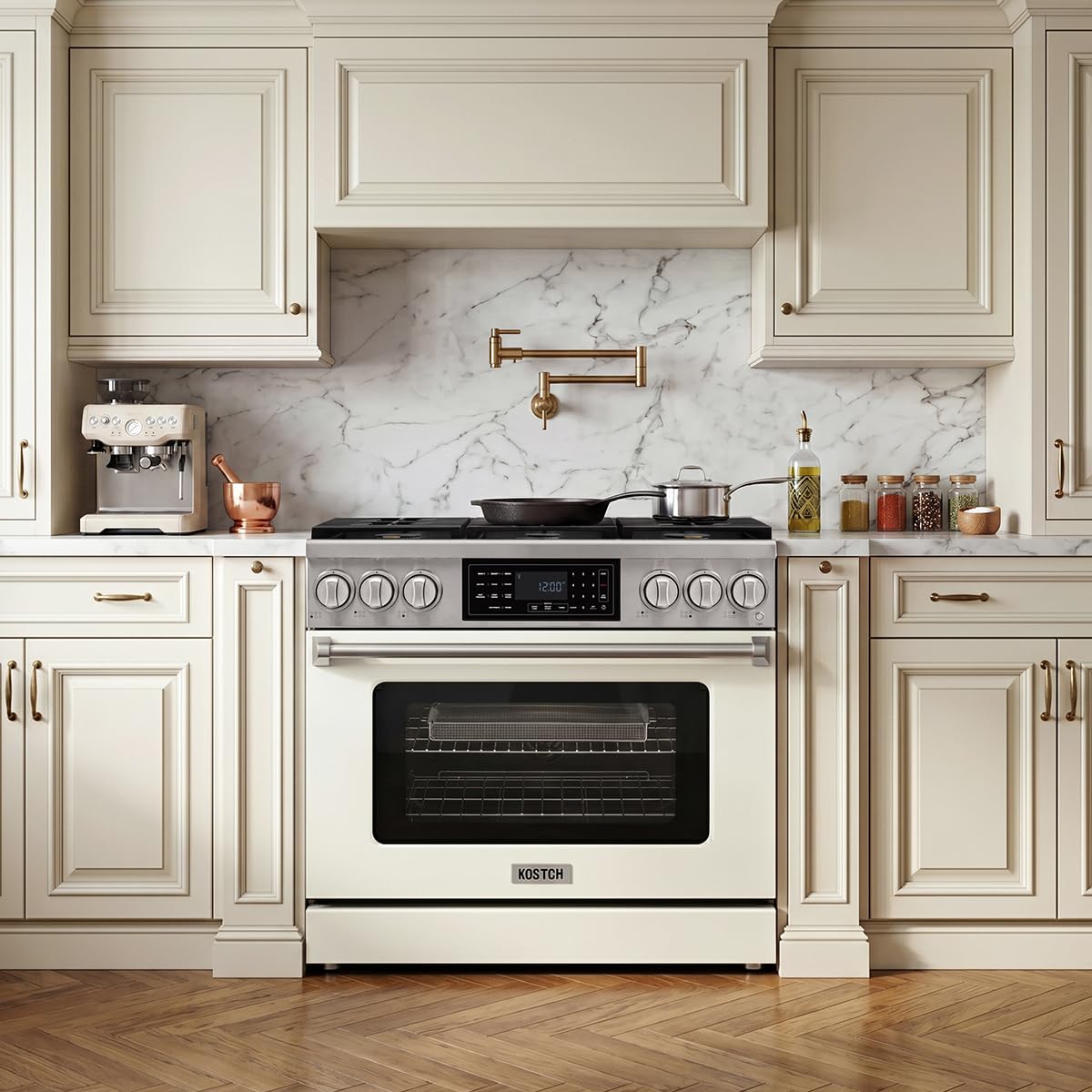 Tilt Panel 36" Natural Gas Range with 6.2 cu ft True Convection Oven (Red)
