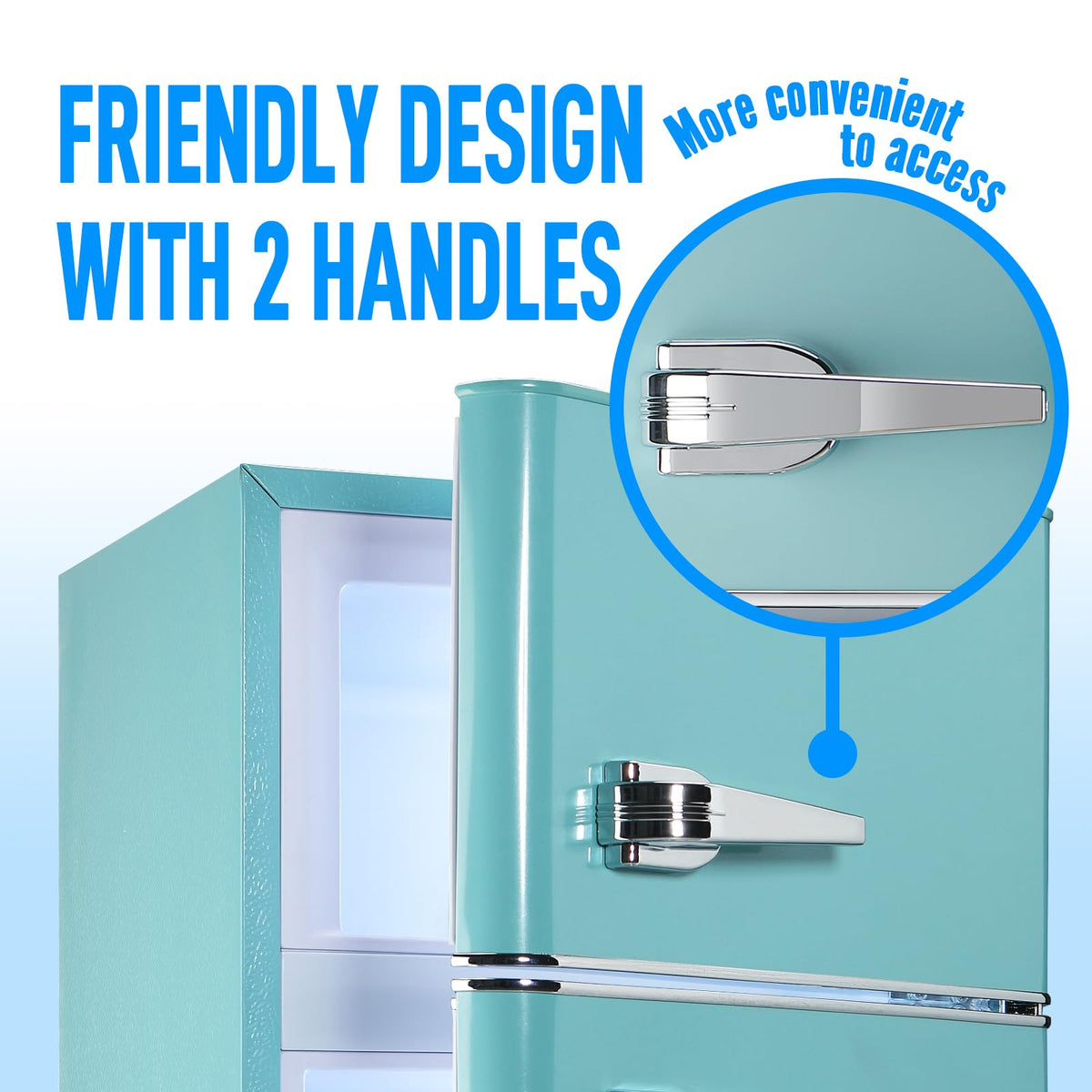 Mini Fridge with Freezer, 3.5 cubic feet 2- Doors Small Refrigerator Features 7 Gear Mechanical Control, Side Bottle Rack, Ideal for Dorm, Kitchen, Apartment, Office, Silver