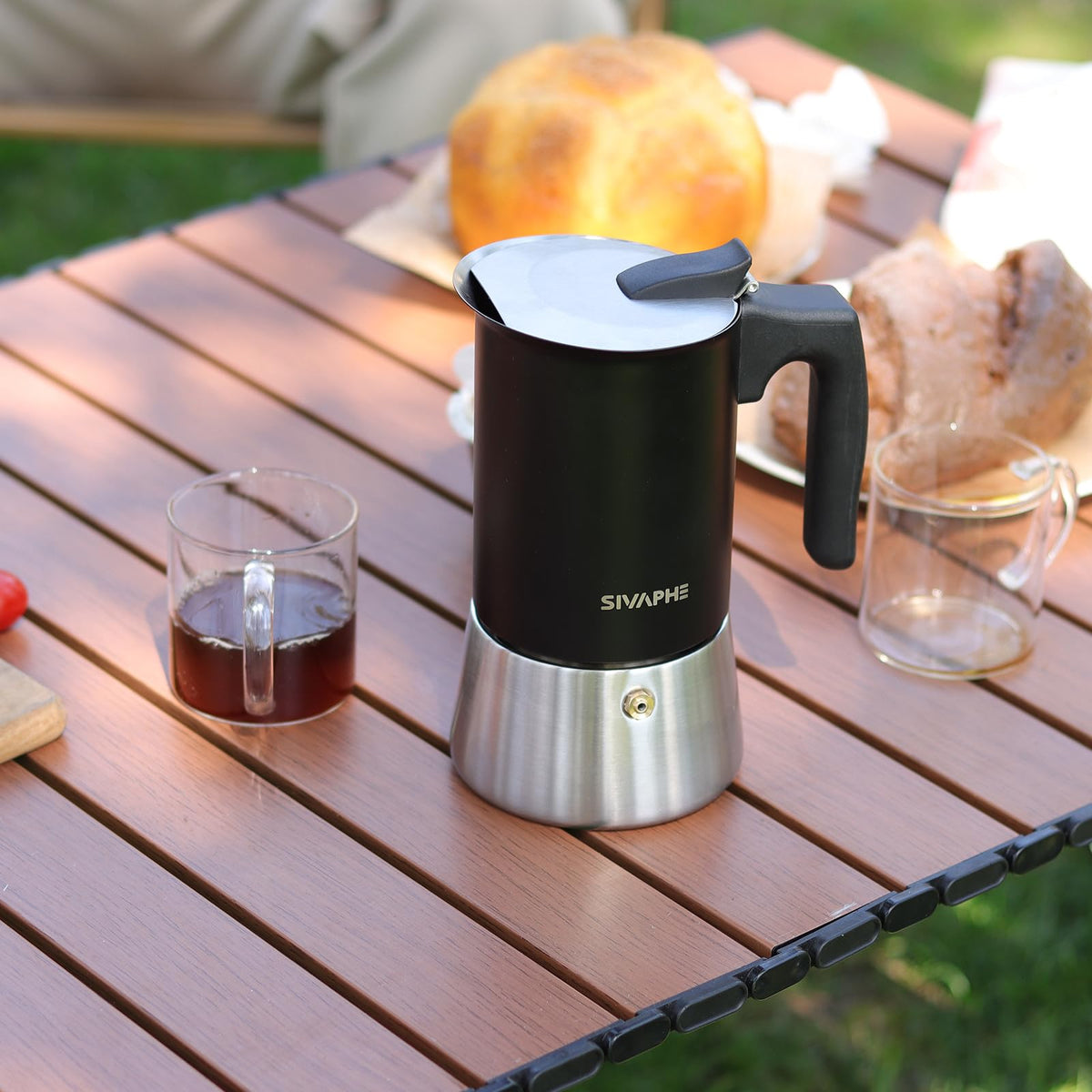 Sivaphe4 cups Stainless Steel Stovetop Espresso Coffee Maker | Induction Support 10 oz Intalian Moka Pot | Durable Cuban Coffee Maker 200ml(1 Cup=50ml)