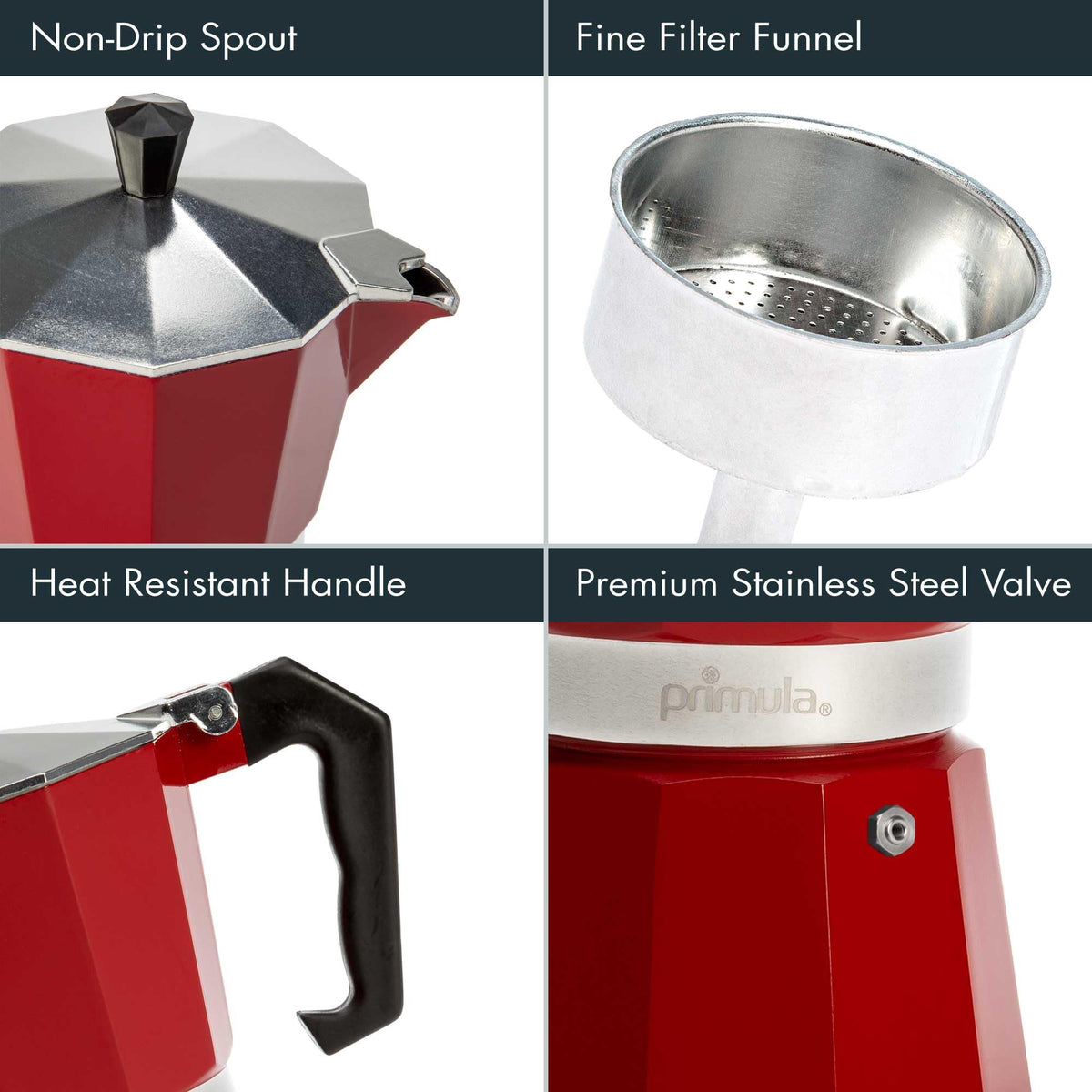 Primula Classic Stovetop Espresso and Coffee Maker, Moka Pot for Italian and Cuban Café Brewing, Greca Coffee Maker, Cafeteras, 9 Espresso Cups, Silver