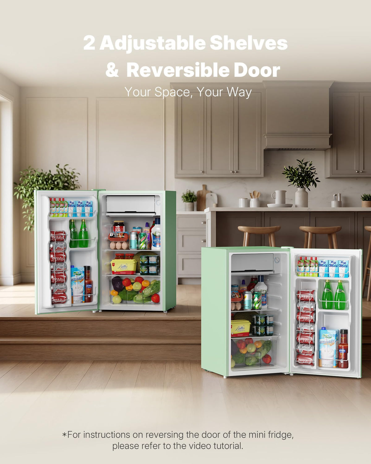Upstreman 3.2 Cu.Ft Mini Fridge with Freezer, Black-BR321