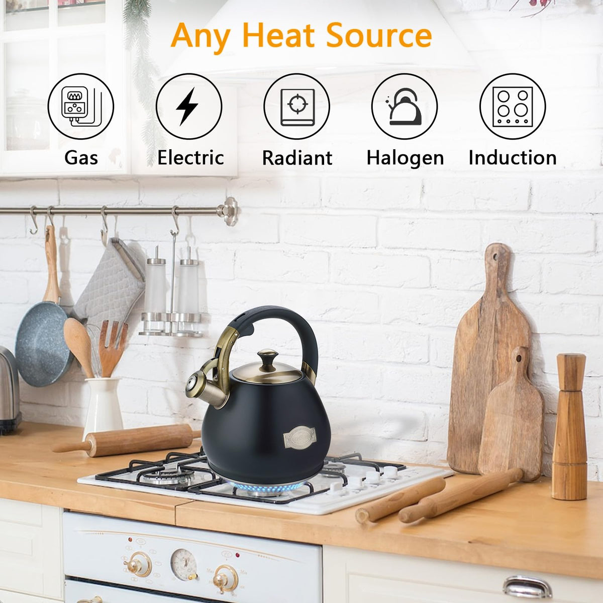 Tea Kettle for Stove Top Whistling Teapot, 3.2Q Tea Pot Stainless Steel Teakettle with Heat Proof Ergonomic Handle