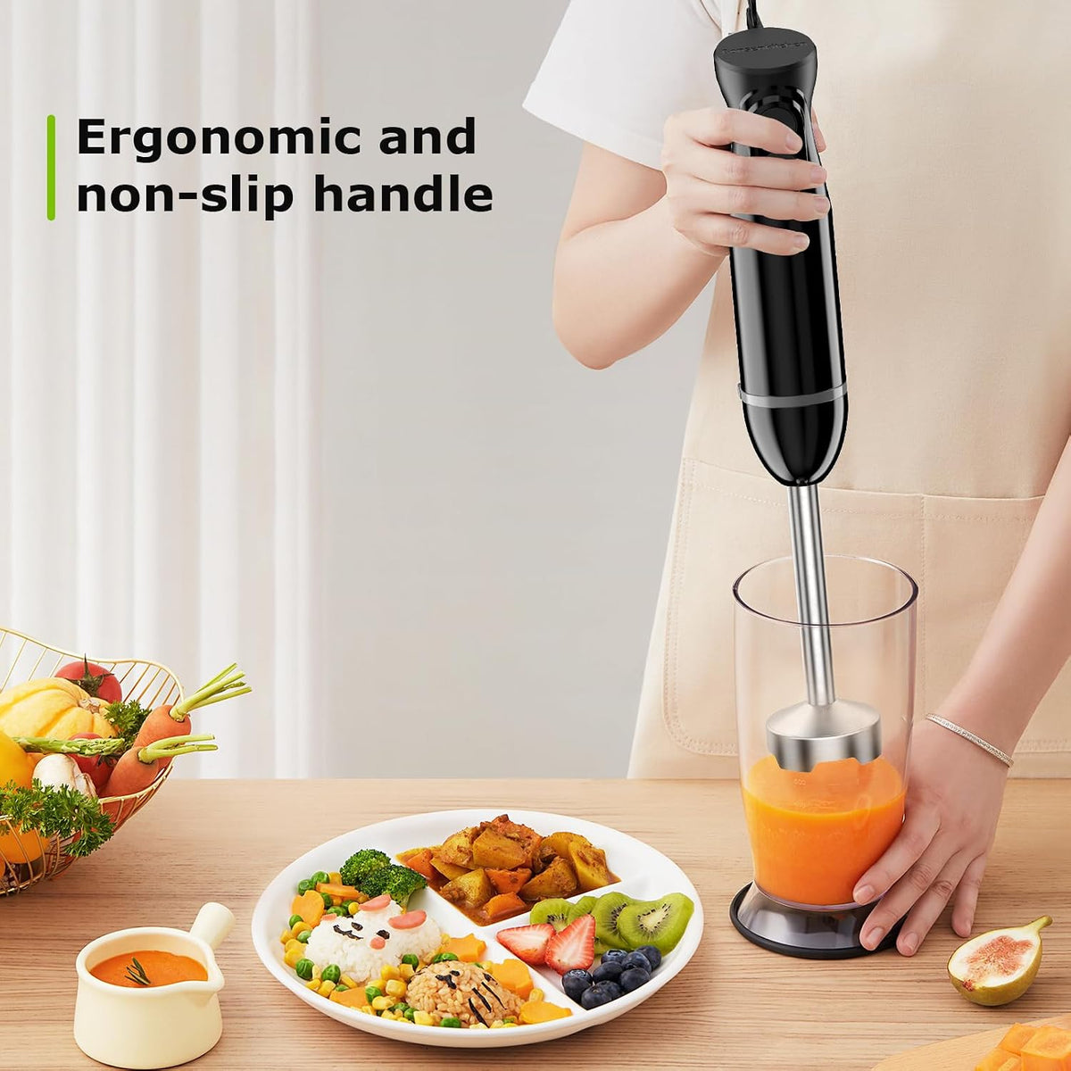 Bonsenkitchen Immersion Hand Blender, Smoothie, Puree, Baby Food