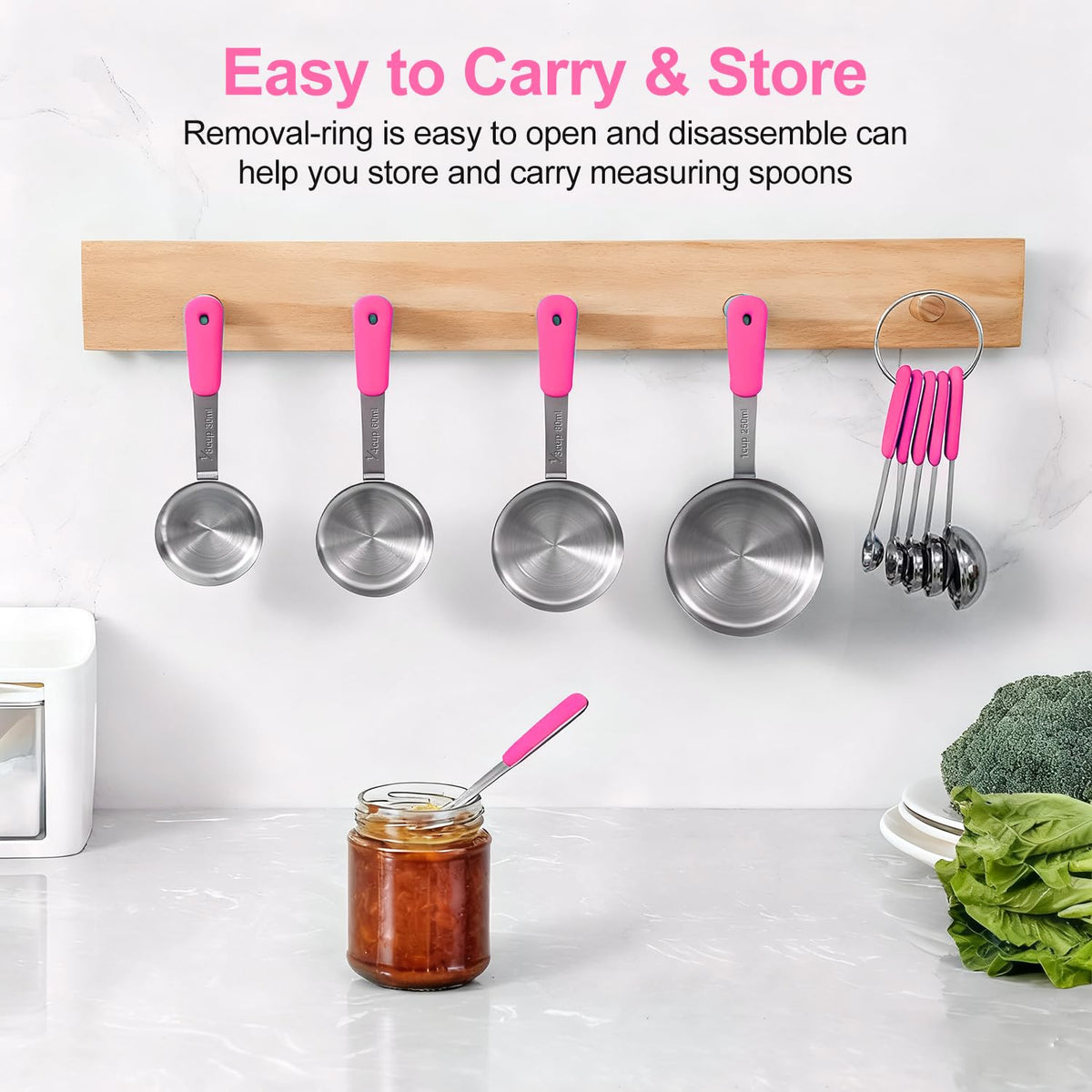 10-Pcs Stainless Steel Measuring Cups & Spoons Set, Colorful Handles