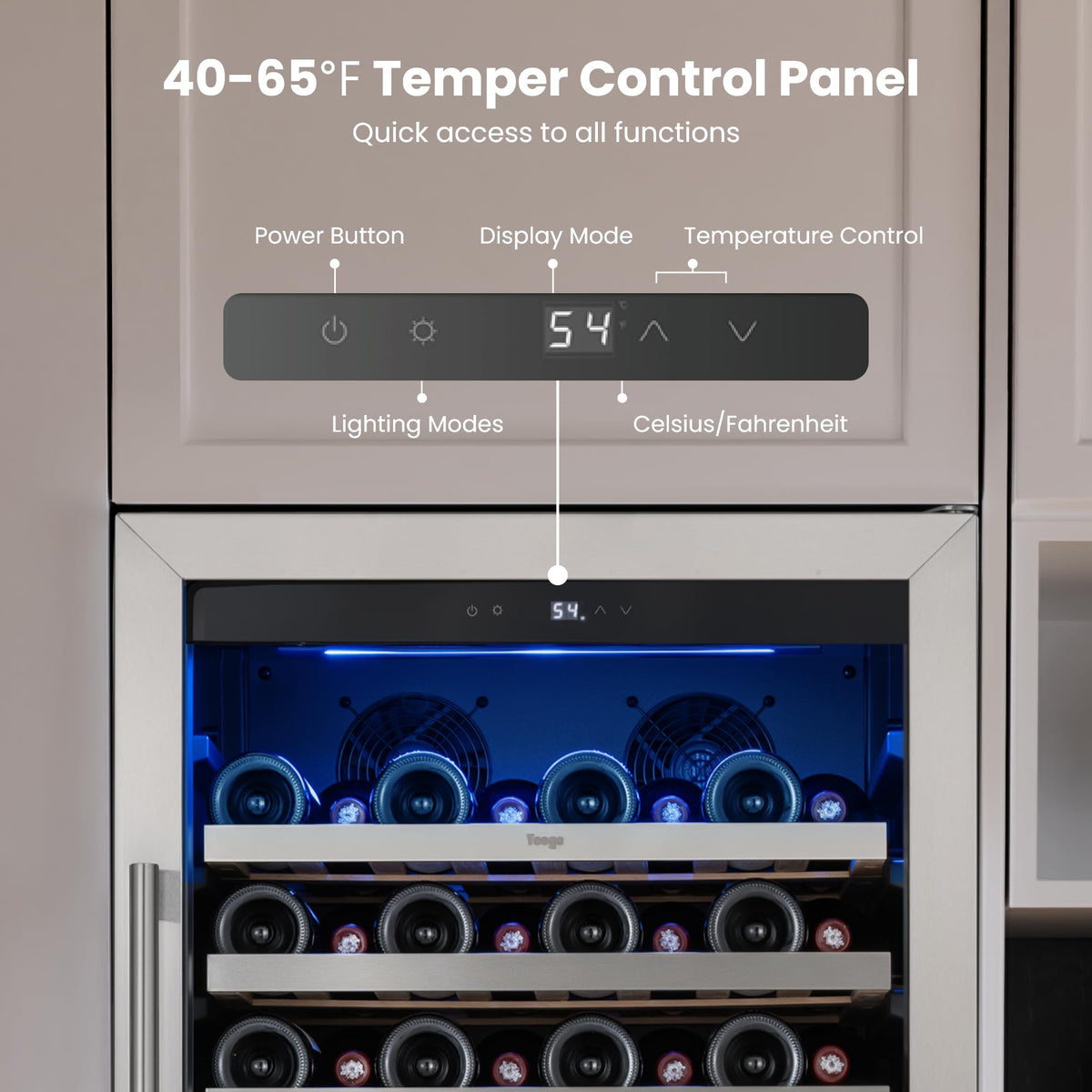 Yeego 24 Inch Dual Zone Wine Fridge with 52 Bottle