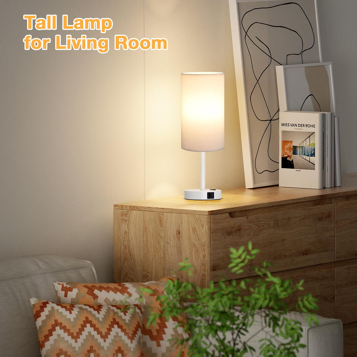 Dicoool Bedside Table Lamp for Bedroom - 3-Way Dimmable Touch Lamp, USB A+C