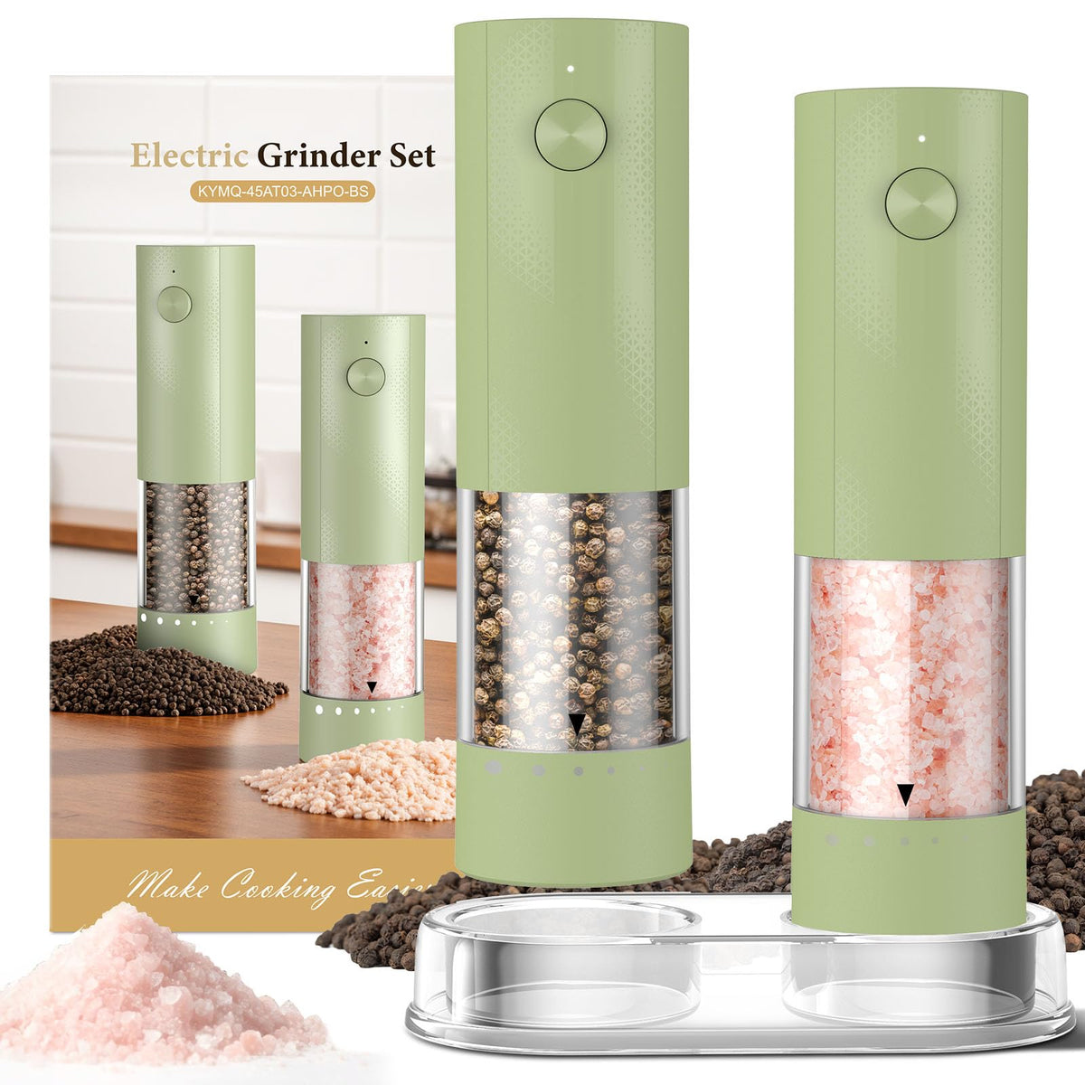 Electric Salt and Pepper Grinder Set - Rechargeable Automatic Salt and Pepper Shakers, Kitchen Appliances with External Adjustable Coarseness, Large Capacity, Housewarming Birthday Gifts for Women Men