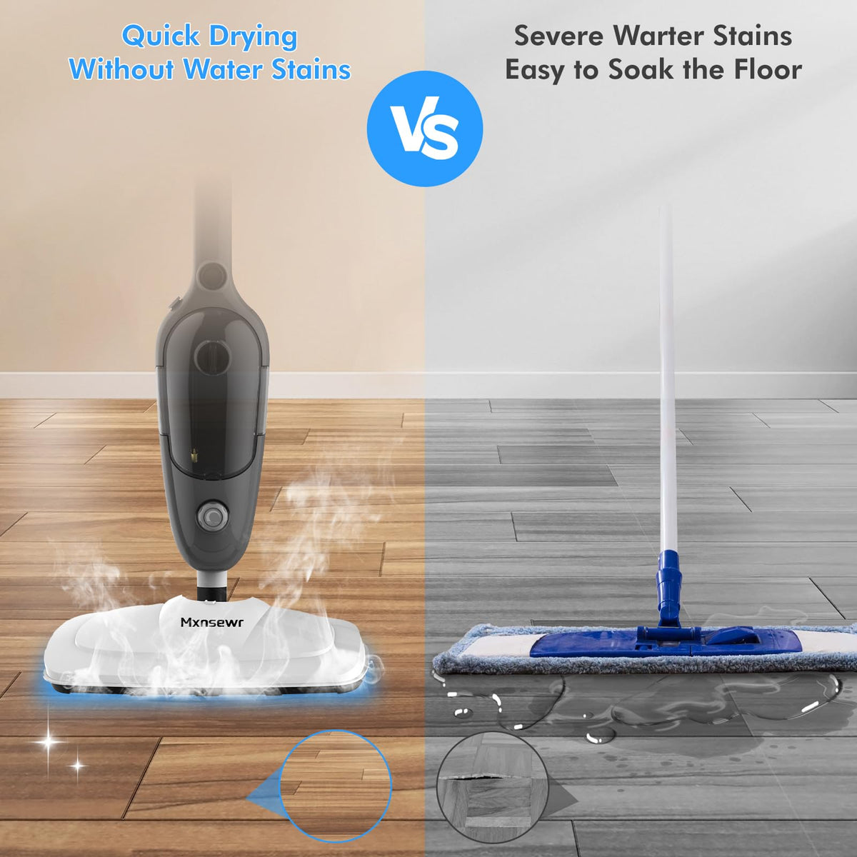 Steam Mop 11-in-1 Handheld Detachable Adjustable Steam Cleaner, Rose Gold