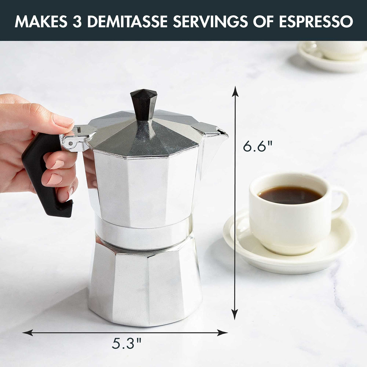 Primula Classic Stovetop Espresso and Coffee Maker, Moka Pot for Italian and Cuban Café Brewing, Greca Coffee Maker, Cafeteras, 9 Espresso Cups, Silver