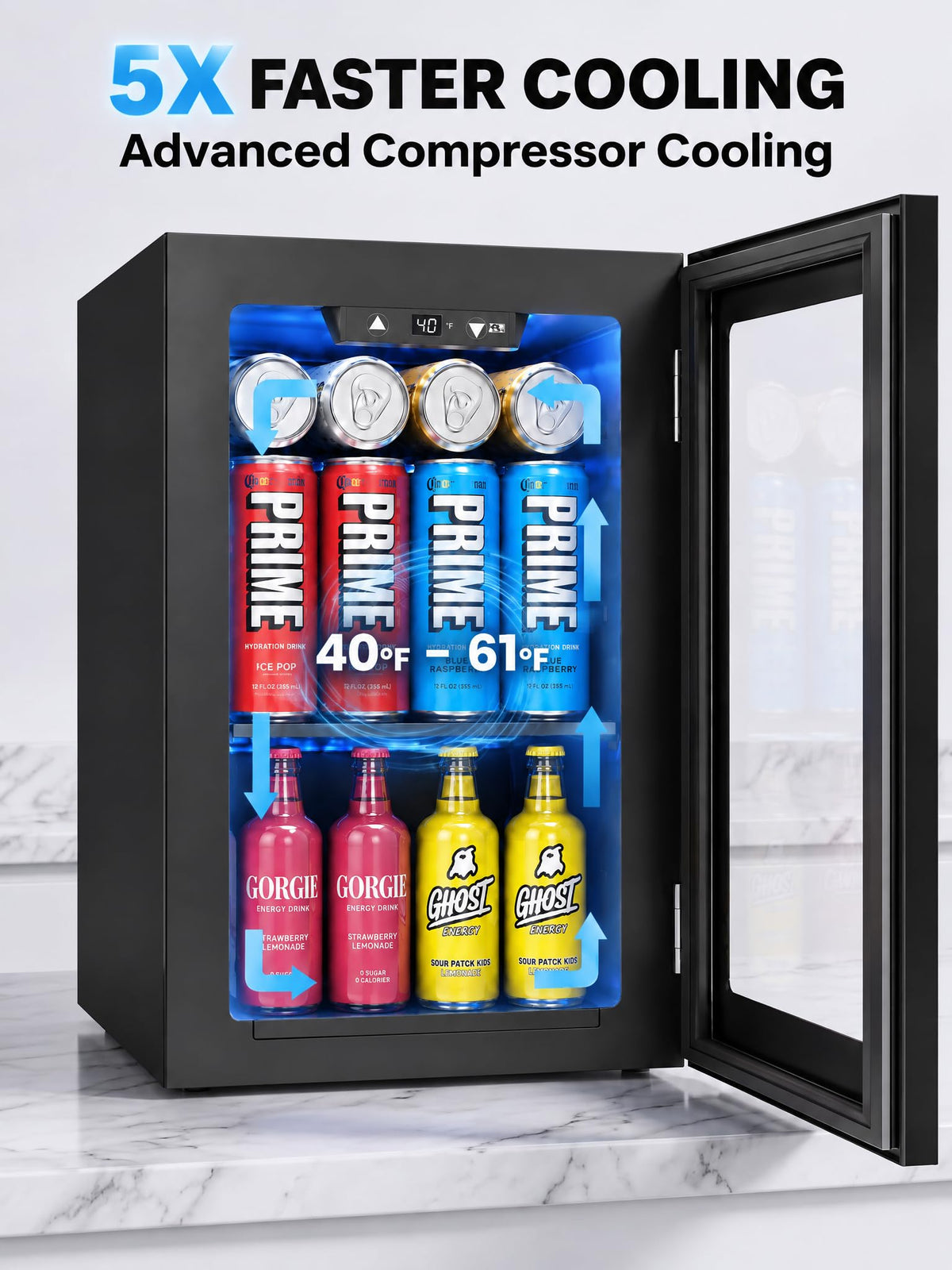 126 Can Mini Fridge, 3.2 Cu.Ft Beverage Refrigerator, Drink Cooler